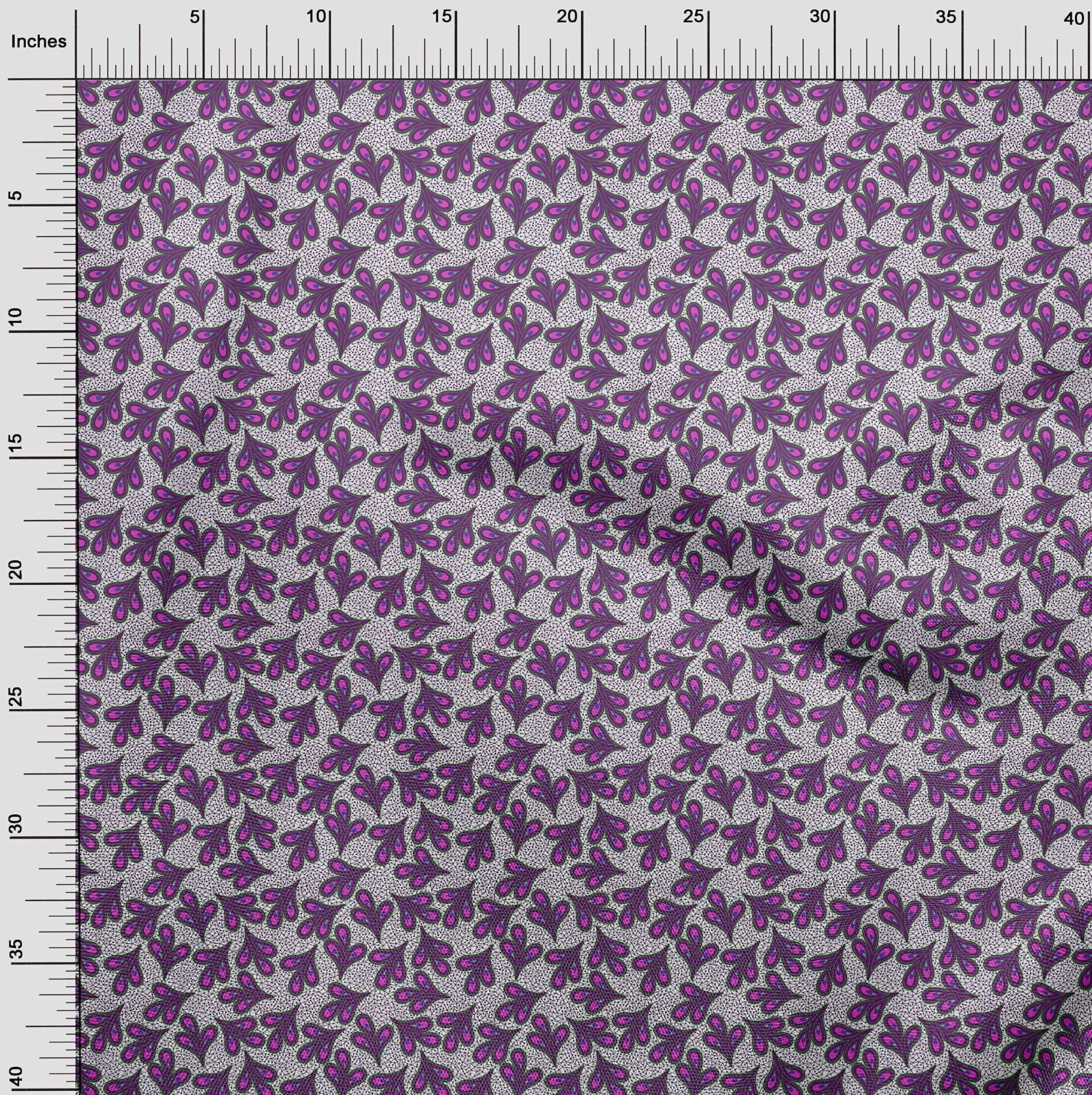 oneOone Georgette Viscose Fuschia Pink Fabric - 42 Inch Wide Asian Block Print Dress Material by The Yard | Perfect for DIY Dresses, Scarves & Home Decor Projects