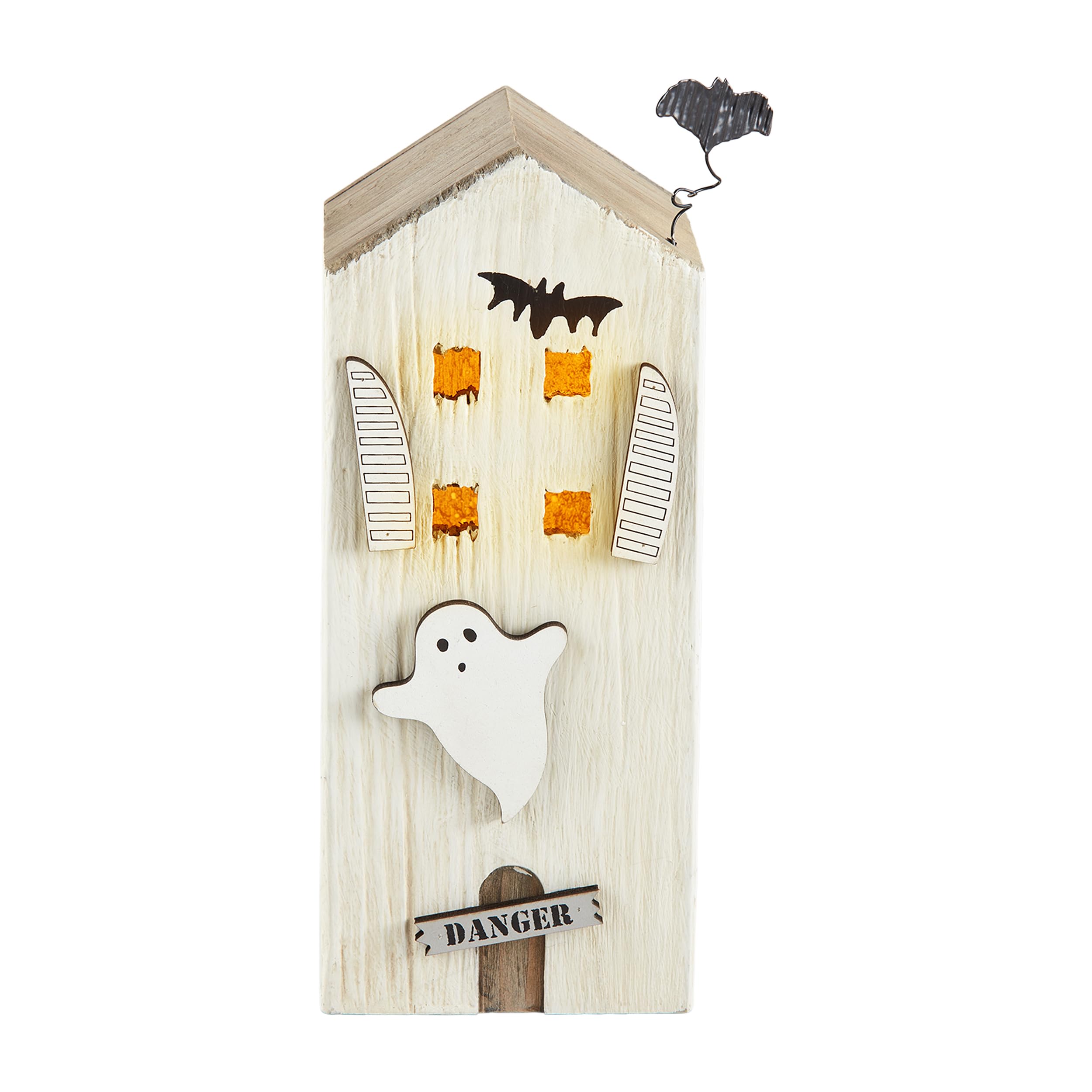 Spooky LED Wooden Haunted House Decor - Halloween Night Light for Home, Party & Outdoor Decorations | Perfect for Halloween Party, Haunted Trail & Themed Events