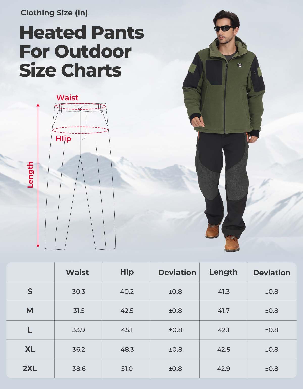 KEMIMOTO 12V Heated Pants for Men - Waterproof Rechargeable Winter Trousers with APP Temperature Control - Perfect for Hunting, Skiing & Outdoor Winter Activities