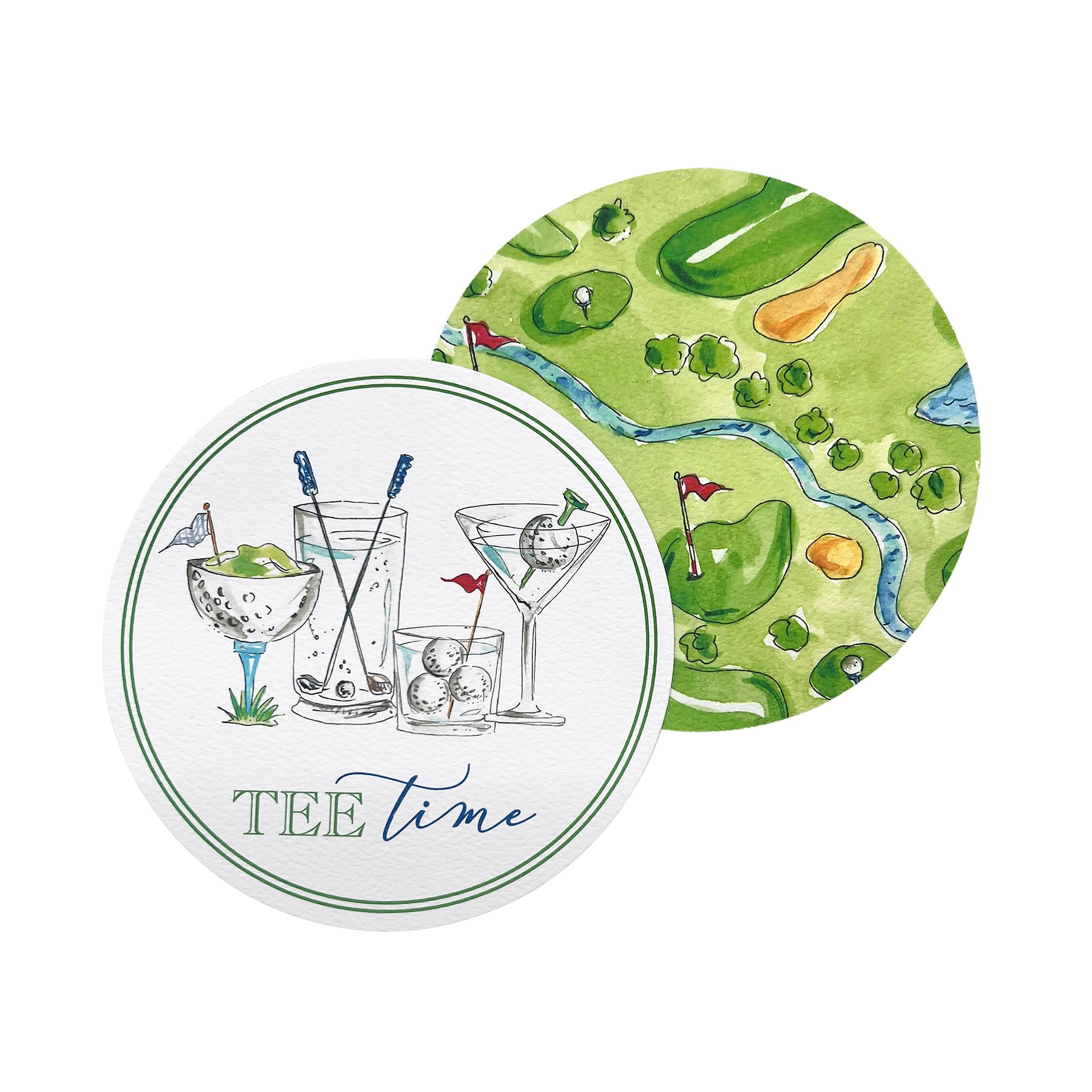 Tee Time Coaster Refill Pack - 40 Count Absorbent Drink Coasters for Golf Lovers - Perfect for Game Rooms, Bars & Home Decor