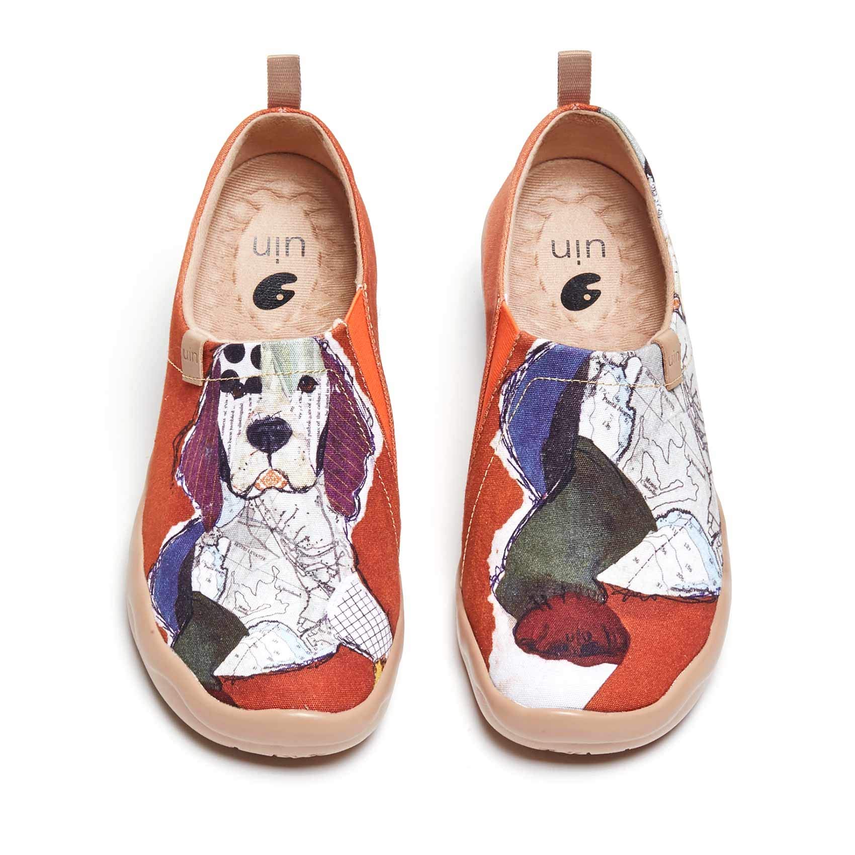 UIN Women's Slip On Sneakers - Comfortable Knit Loafers with Artistic Painting | Soft Walking Shoes for Casual Wear, Travel & Daily Errands