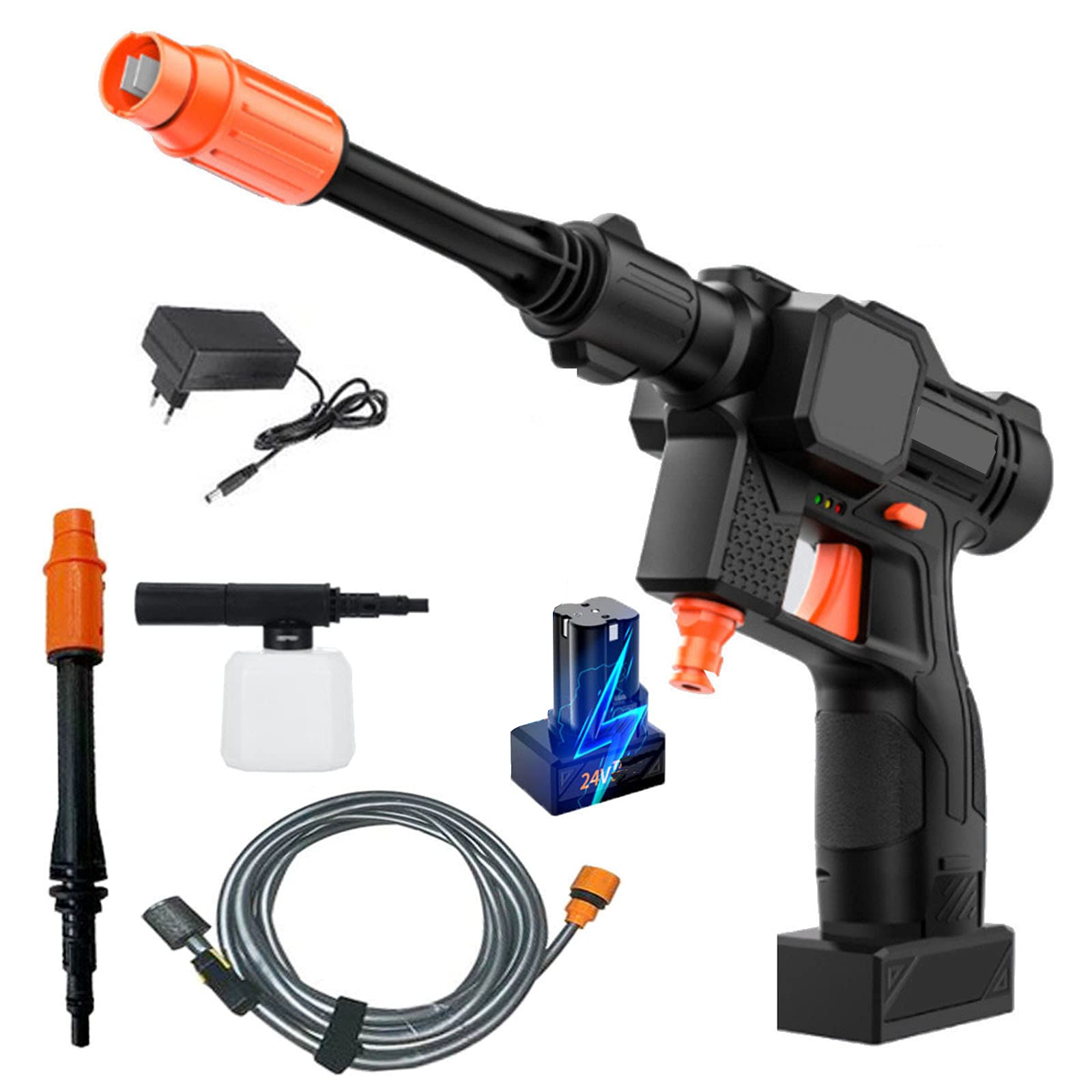 Bewinch 30 Bar Cordless Pressure Washer with Foam Generator - 24V Rechargeable Lithium Battery & 5M Hose - Portable Power Cleaner for Patio, Car, Garden, Window Cleaning - Ideal for Outdoor Home Maintenance and Vehicle Detailing