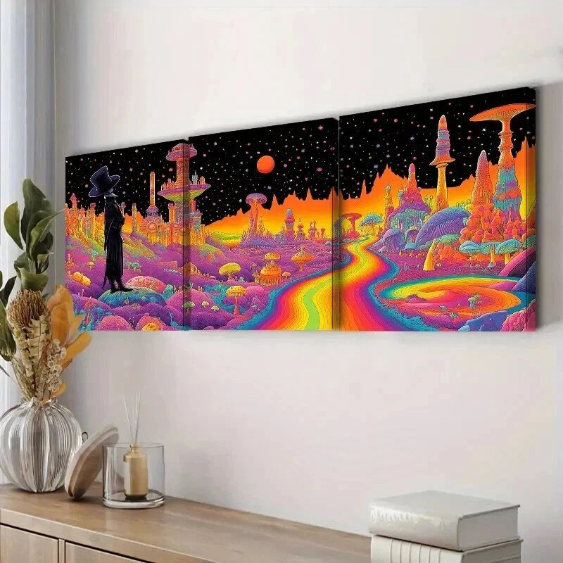 3-Piece Strange Place Wall Art Set - Framed Canvas Prints 50x70cm (20x28in) | High Quality Australian Made Wall Decor | Ready to Hang | Perfect for Living Room, Bedroom & Office Decor