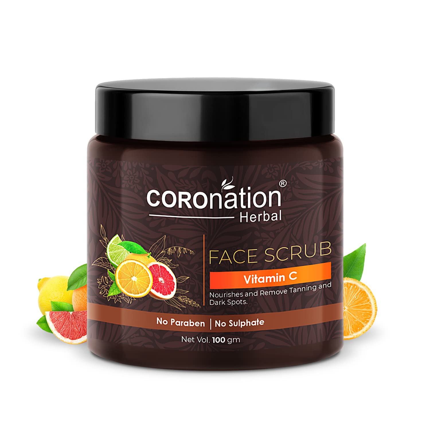 Coronation Herbal Vitamin C Face Scrub for Men & Women - Brightening Exfoliator for Acne Control, Tan & Dark Spot Removal | Nourishes Skin & Reveals Glow | Perfect for Daily Skincare Routine & Post-Sun Care