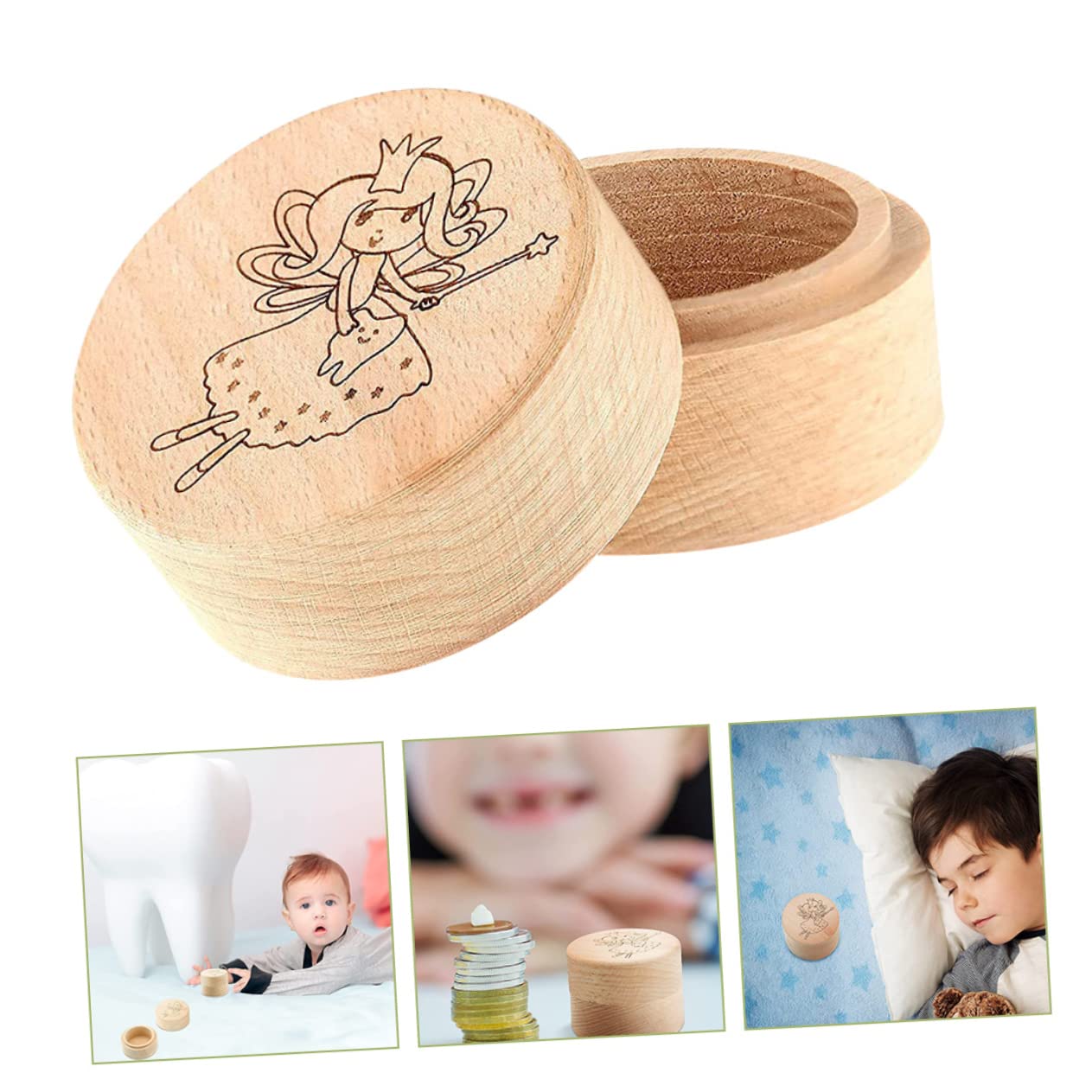 Levemolo Wooden Tooth Fairy Box for Kids - Boys & Girls Tooth Keepsake Holder - Durable & Easy to Use - Perfect for Baby Teeth Storage & Fairy Gift Tradition