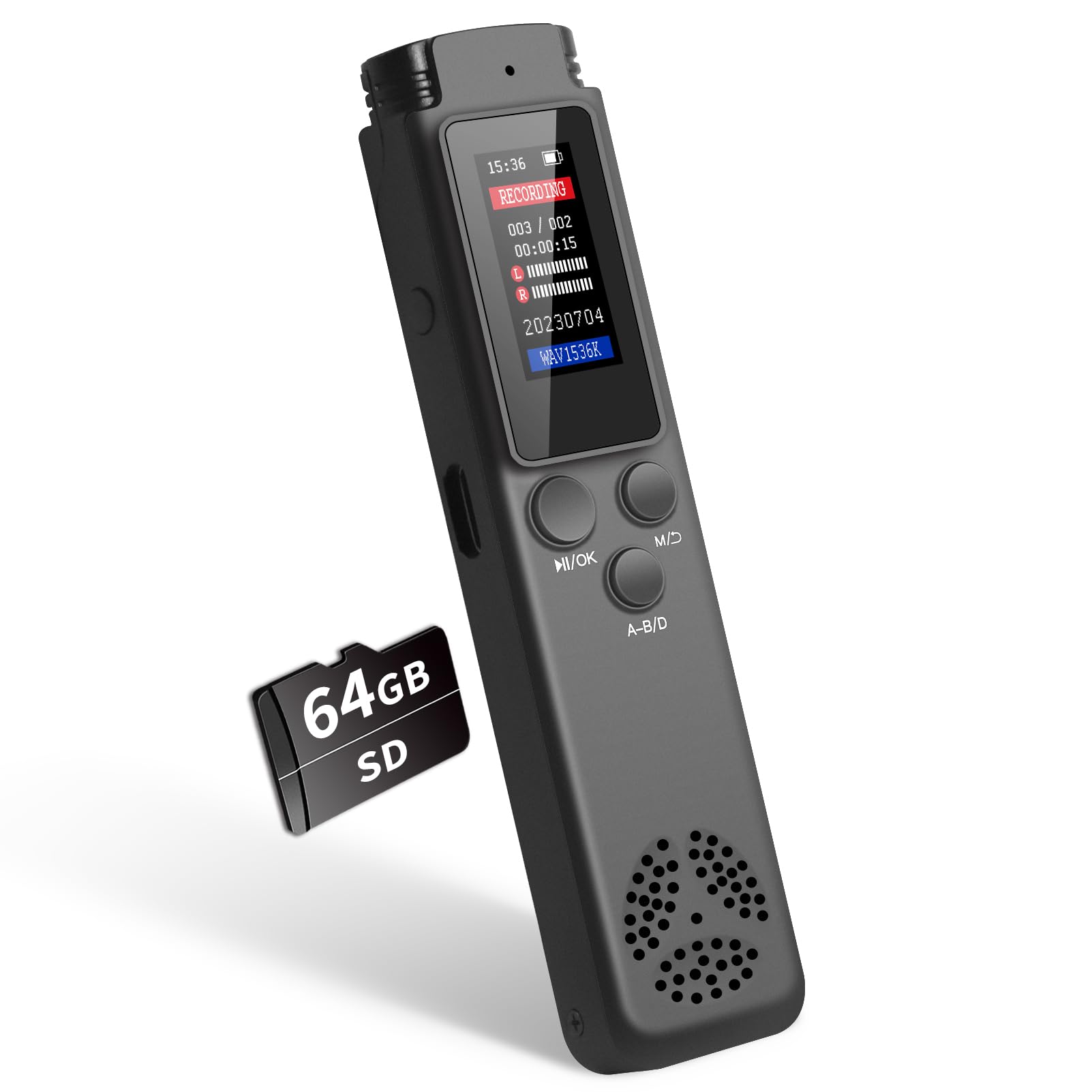 64GB Digital Voice Recorder with Voice Activation - Perfect for Lectures, Meetings & Interviews | Portable Audio Recorder with Playback, Password Protection, Variable Speed & USB Charging | MP3 Recording Device for Students, Professionals & Journalists