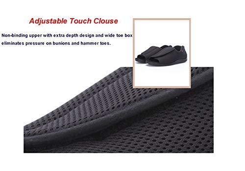 IPENNY Men's Wide Width Open Toe Diabetic Slippers - Adjustable Orthopedic Walking Shoes for Foot Relief - Non-Slip House Shoes for Bunion, Swollen Feet, Flat Feet & Hammertoes - Ideal for Arthritis, Edema & Post-Surgery Recovery - Comfortable Indoor & Outdoor Use