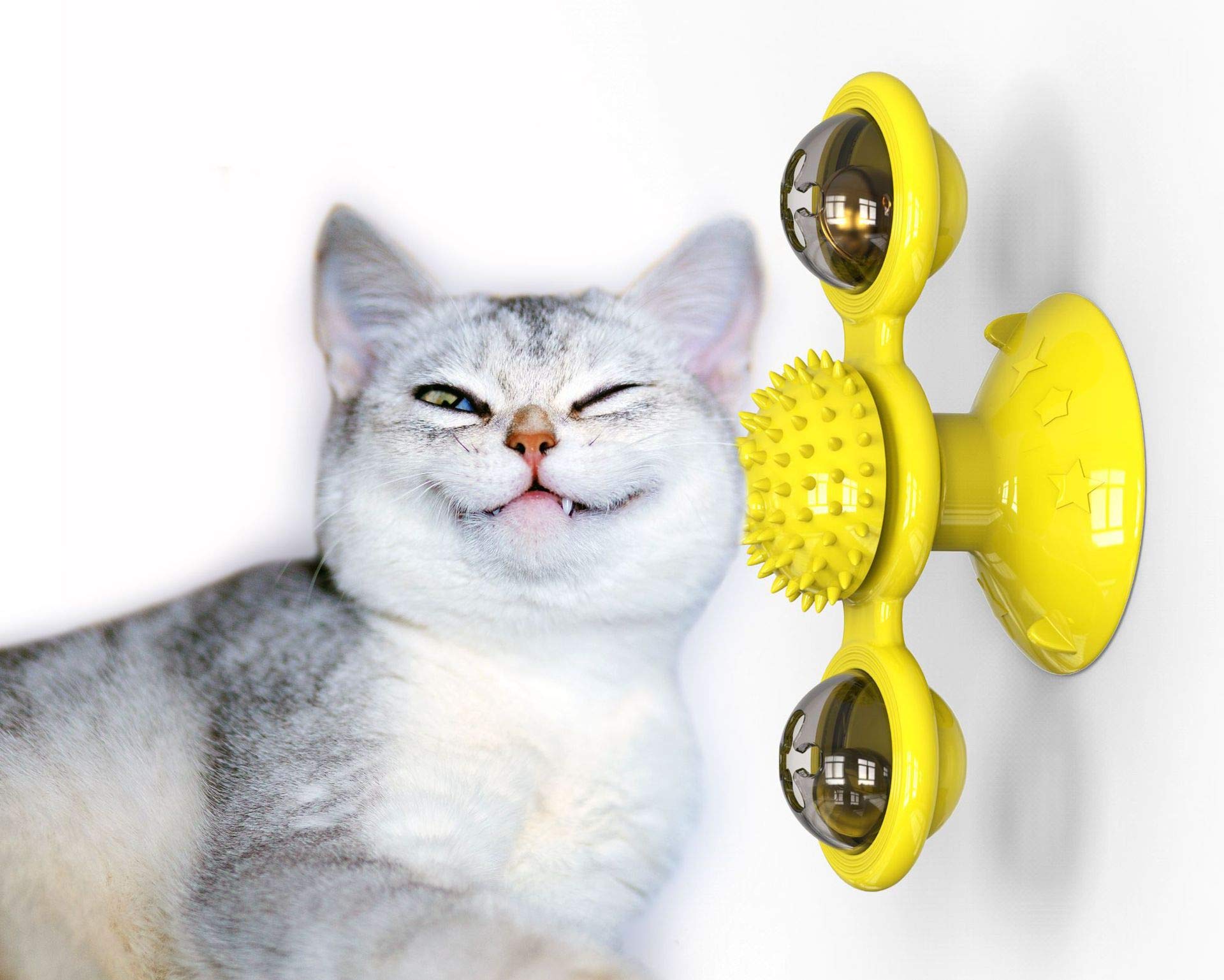 Interactive Windmill Cat Toy with LED Light & Catnip Ball - Fun Teaser Toy for Kittens, Massage & Scratching Play - Perfect for Indoor Playtime & Exercise