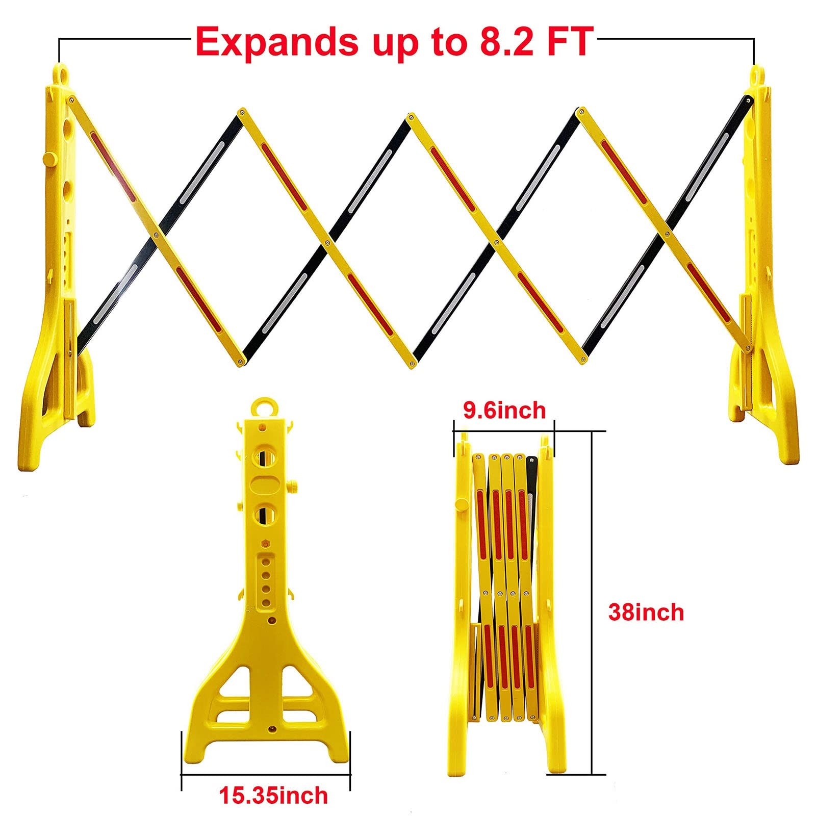 8.2ft Expandable Plastic Water-Filled Safety Barrier - Portable Traffic Barricade for Construction, Events & Crowd Control | GUODDM Mobile Barrier with Retractable Design