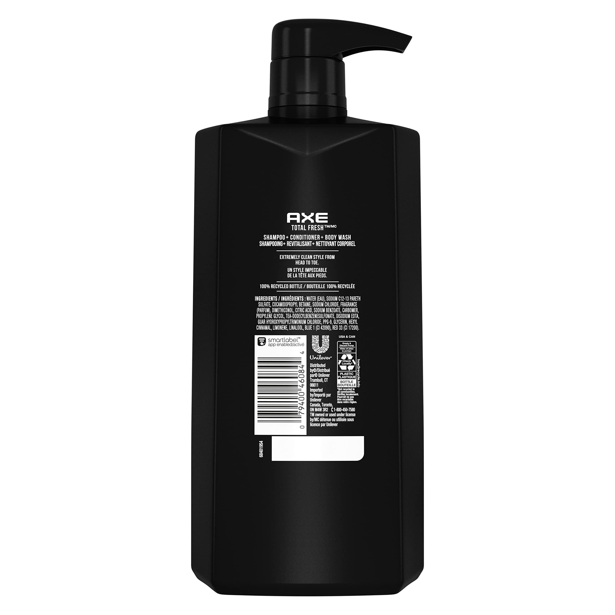 AXE 3-in-1 Body Wash, Shampoo & Conditioner for Men - Light Fresh Scent, 28 oz (4 Pack) | All-in-One Hair & Body Care | Gym, Travel & Daily Shower Essential