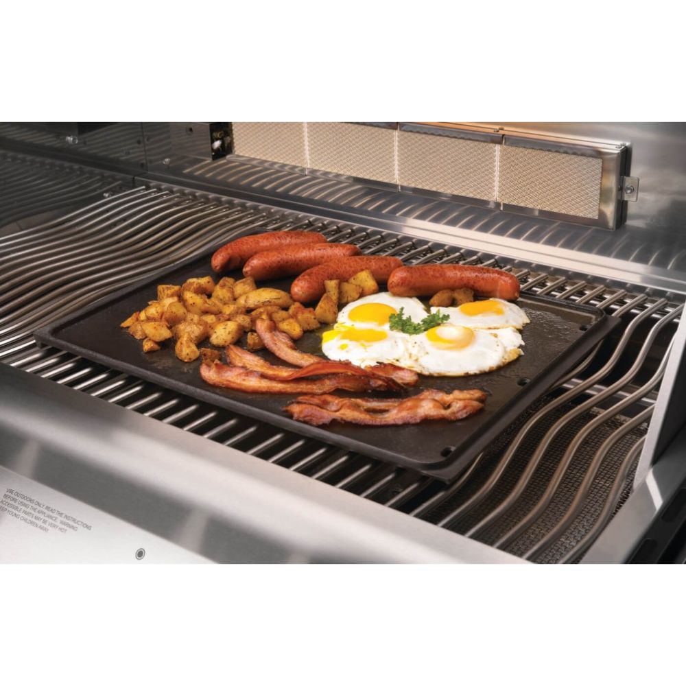 Napoleon Cast Iron Reversible Grill Griddle - Heavy Duty Pre-Seasoned Cookware for Stovetop, Oven & Outdoor Camping - Perfect for Pancakes, Steaks & BBQ Cooking