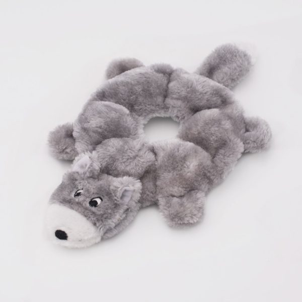 Zippy Loopy Wolf Plush Toy with 6 Squeakers - Soft Round Wolf Stuffed Animal for Kids, Perfect for Cuddling, Playtime & Dog Training | Great Gift for Pet Lovers & Children