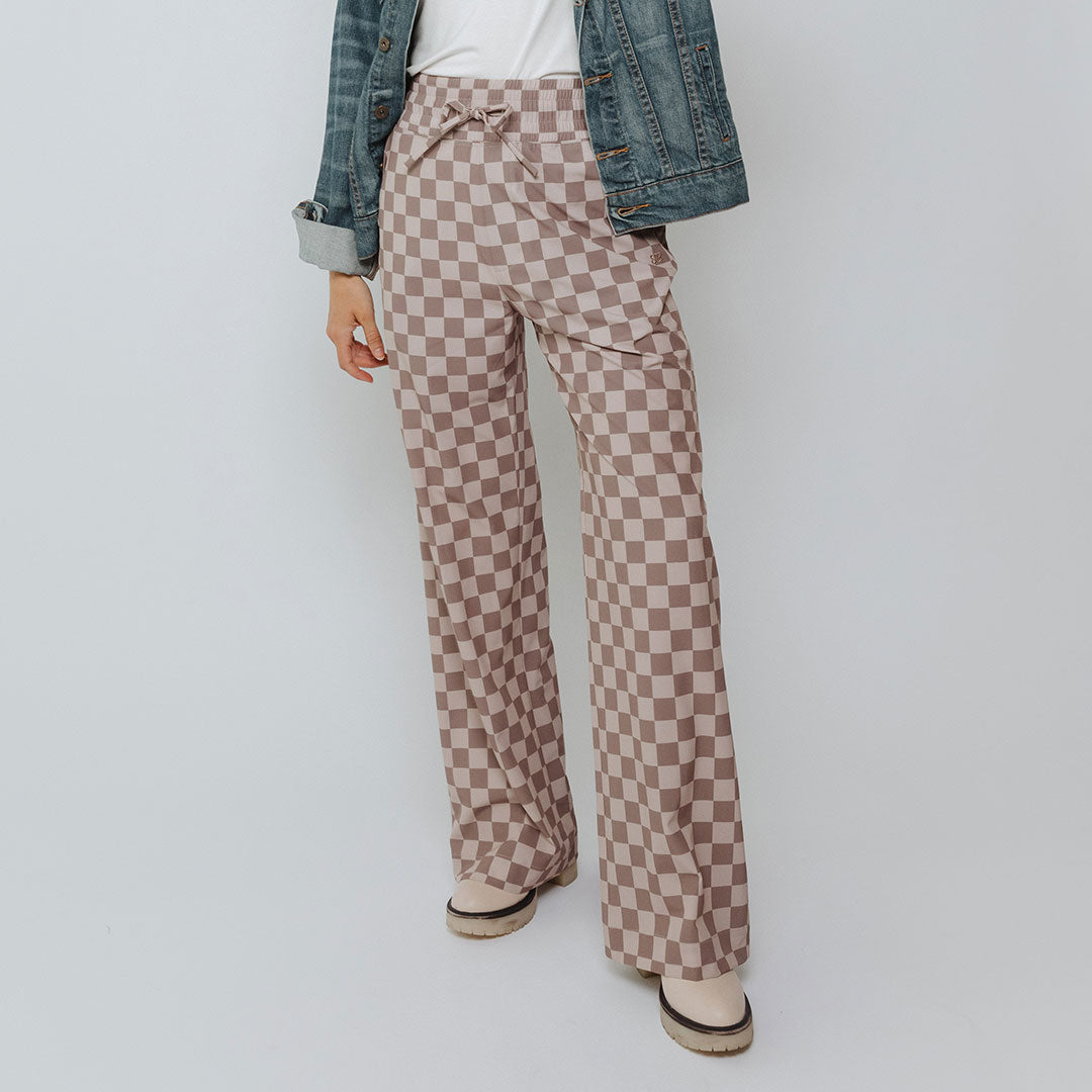 Stylish Audrey Checkered Brown Trousers for Women - Perfect for Office Wear & Casual Outfits