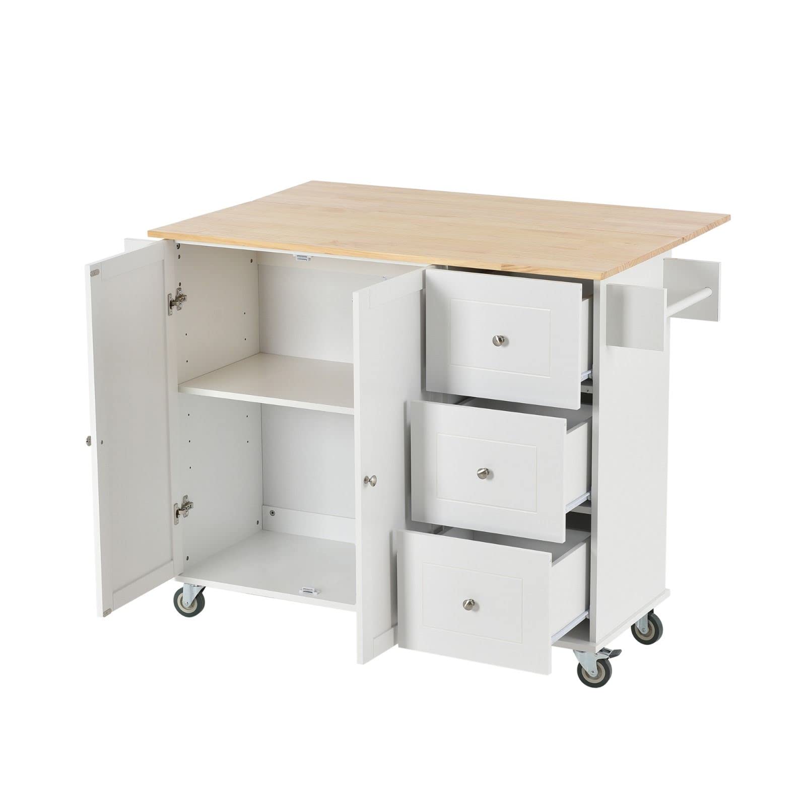 Rolling Kitchen Island with Wood Top & Storage - Perfect for Small Spaces