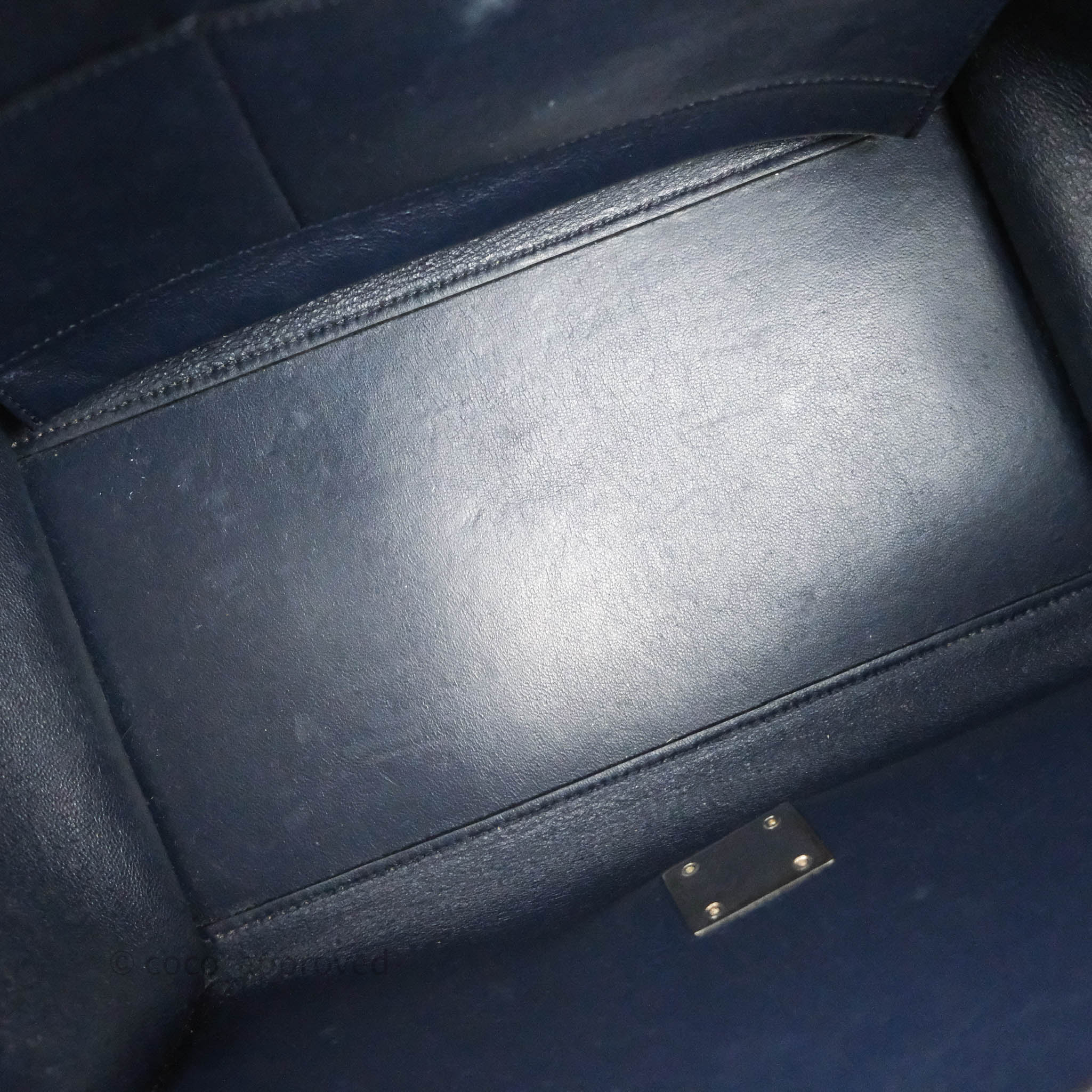 Celine Small Sleek Trapeze Handbag in Navy Calfskin Leather - Perfect for Work, Travel & Everyday Use