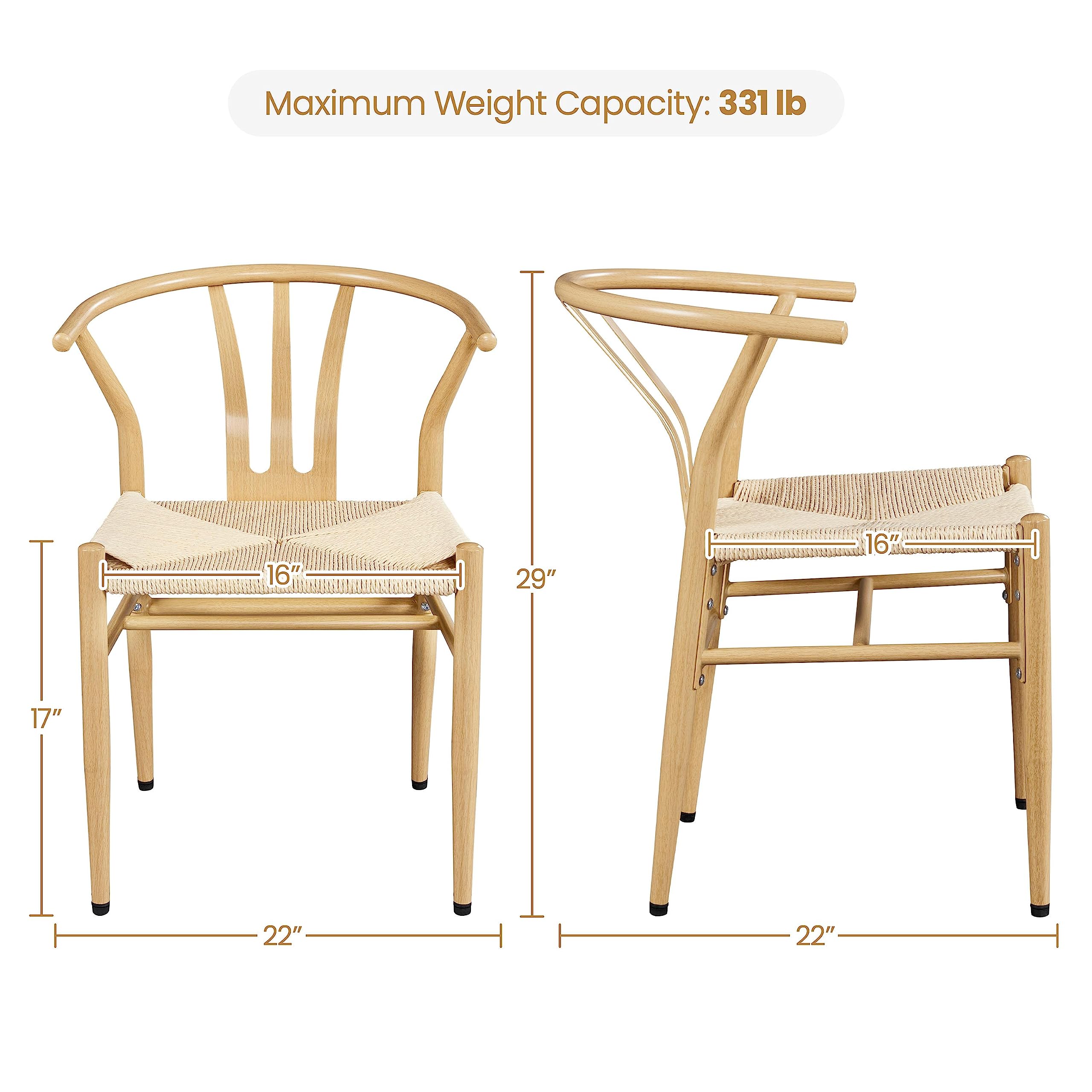 Yaheetech 4-Piece Mid-Century Modern Dining Chairs Set - Woven Hemp Seats & Wooden Frame - Perfect for Kitchen, Dining Room, Restaurant or Cafe
