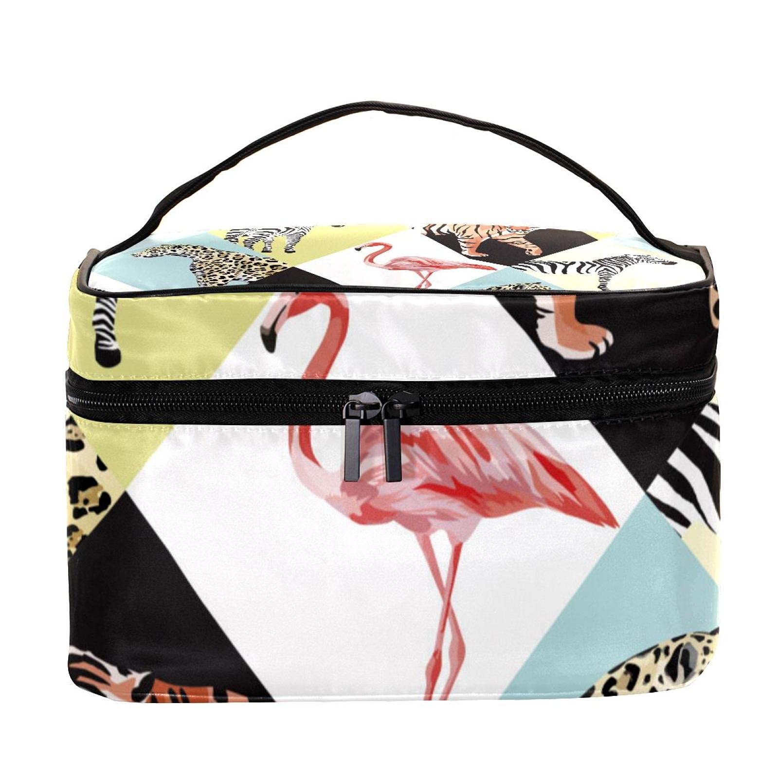 Colorful Tropical Animal Print Makeup Bag - Large Waterproof Travel Cosmetic Organizer with Zipper for Women & Girls | Perfect for Travel, Gym, Beach & Daily Use