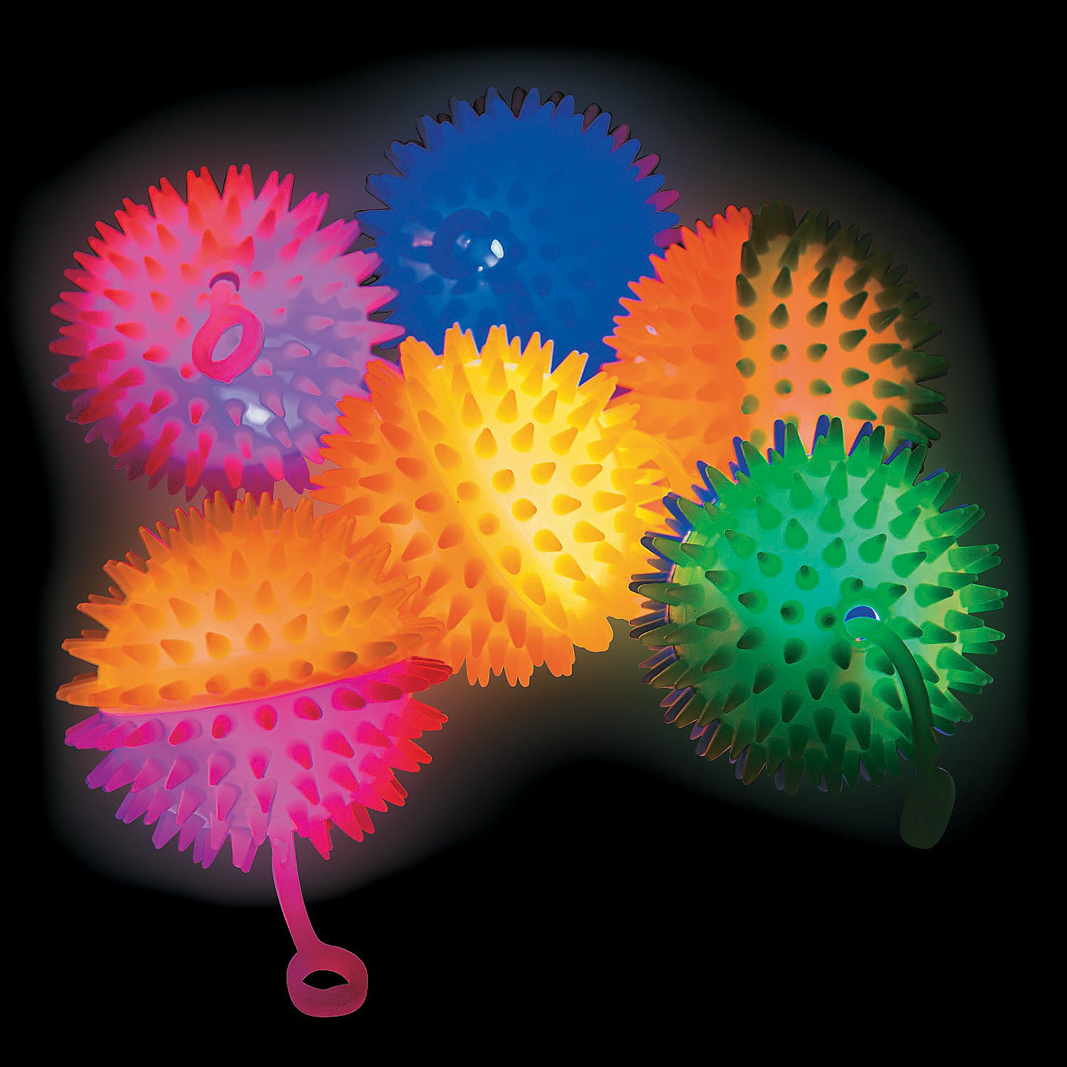 Fun Express Light-Up Two-Tone Stretchy Vinyl YoYos - 12 Pack of Bright Colorful LED Yo-Yo Toys for Kids Birthday Parties, Carnival Prizes & Outdoor Play - Durable Value Party Favors for Boys and Girls