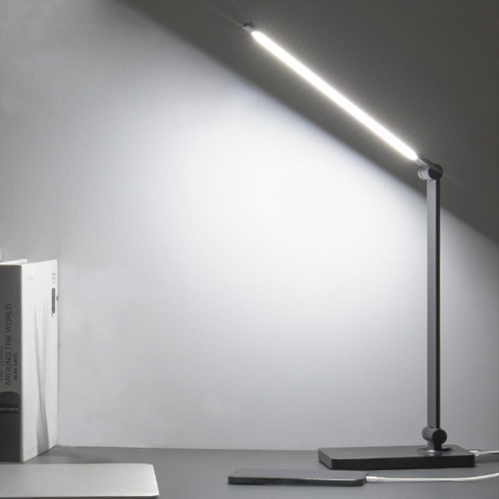 Eye-Caring LED Desk Lamp with USB Port & Touch Control - Dimmable Office Light for Home, Study & Dorm | Perfect for Reading, Working & Night Use (USB Plug-in)