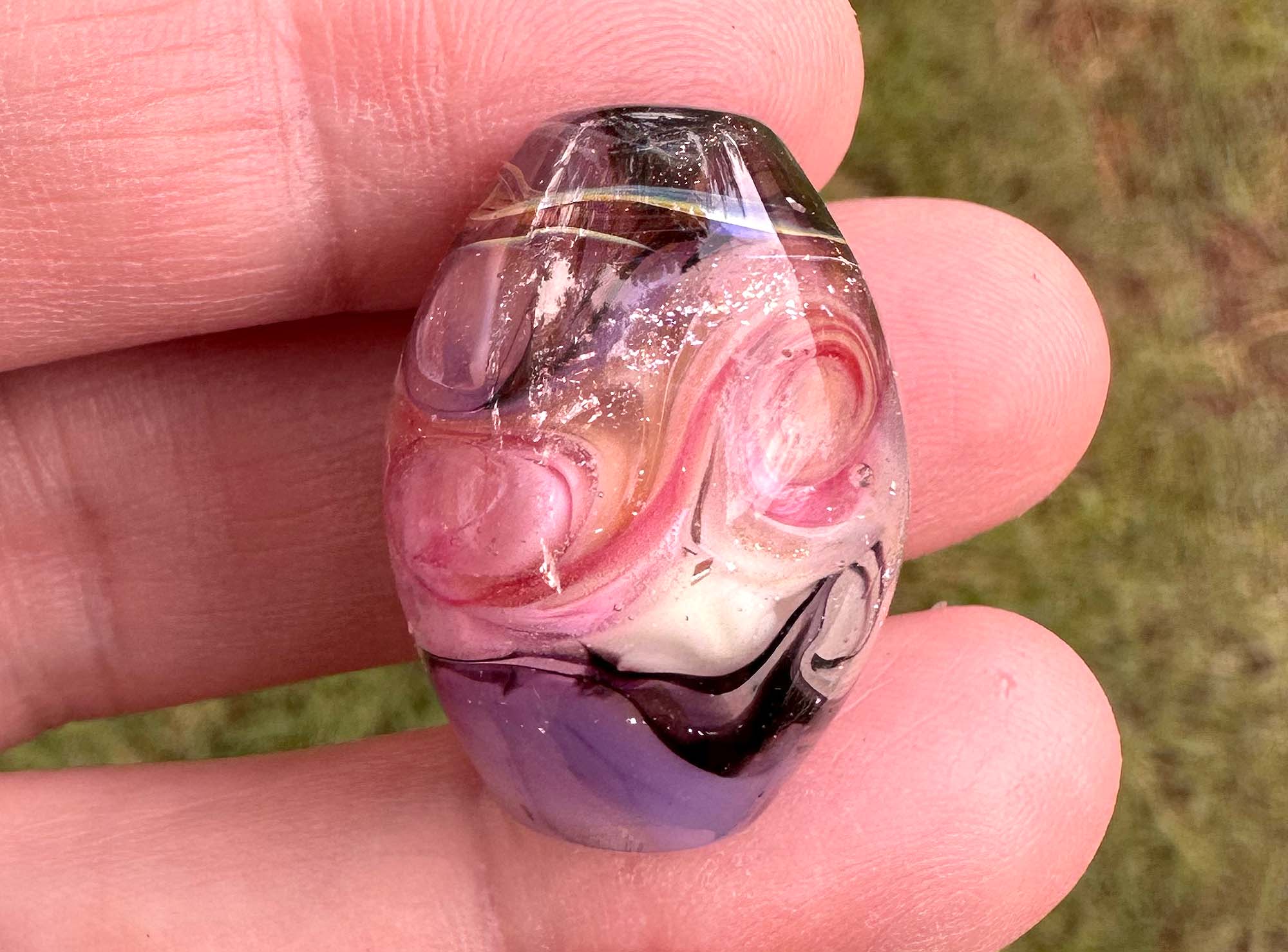Handmade Pink Swirl Shimmer Lampwork Glass Focal Bead for Jewelry Making - DIY Necklace, Bracelet & Earrings Craft Supplies - Perfect for Boho, Wedding & Gift Jewelry Designs