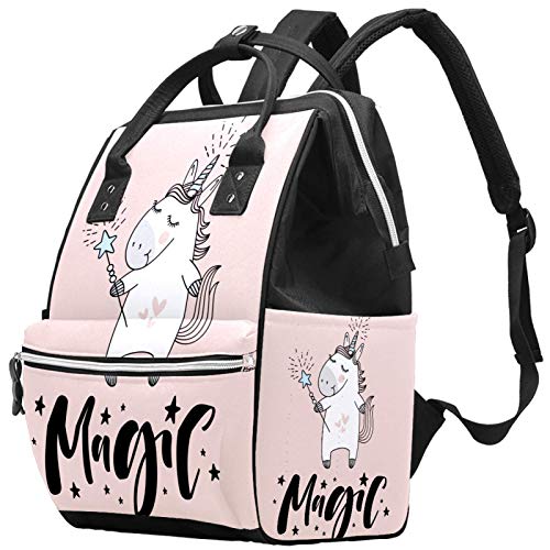 Inhomer Pink Cute Magic Unicorn Diaper Backpack - Large Capacity Baby Care Travel Bag for Moms | Perfect for Daycare, Hospital Visits & Family Outings
