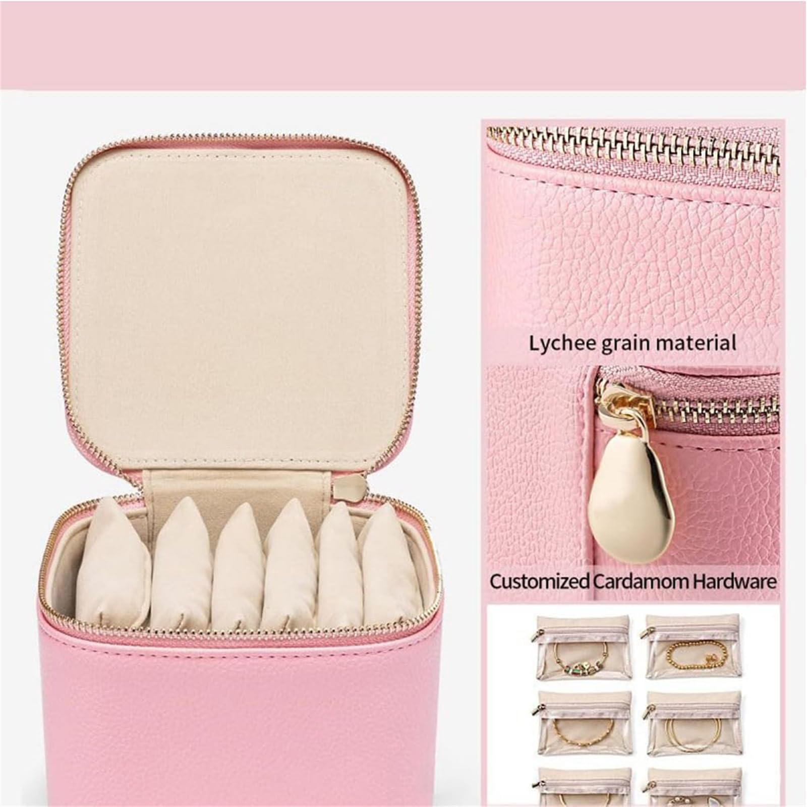 Expanlarge Leather Jewelry Organizer Box - Travel Jewelry Storage Case with Zippered Pouches | Perfect for Necklaces, Rings & Earrings Organization at Home or On The Go