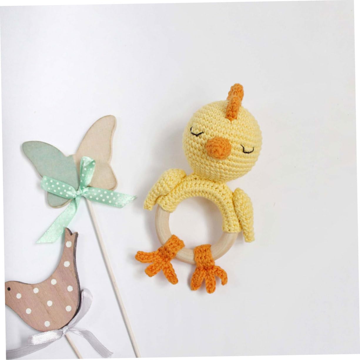 Totority 2 Pack Soft Plush Hand Bell Rattle Toys - Soothing Baby Toys for Newborns & Infants (Yellow) - Perfect for Sensory Play, Early Learning & Calming Fussy Babies