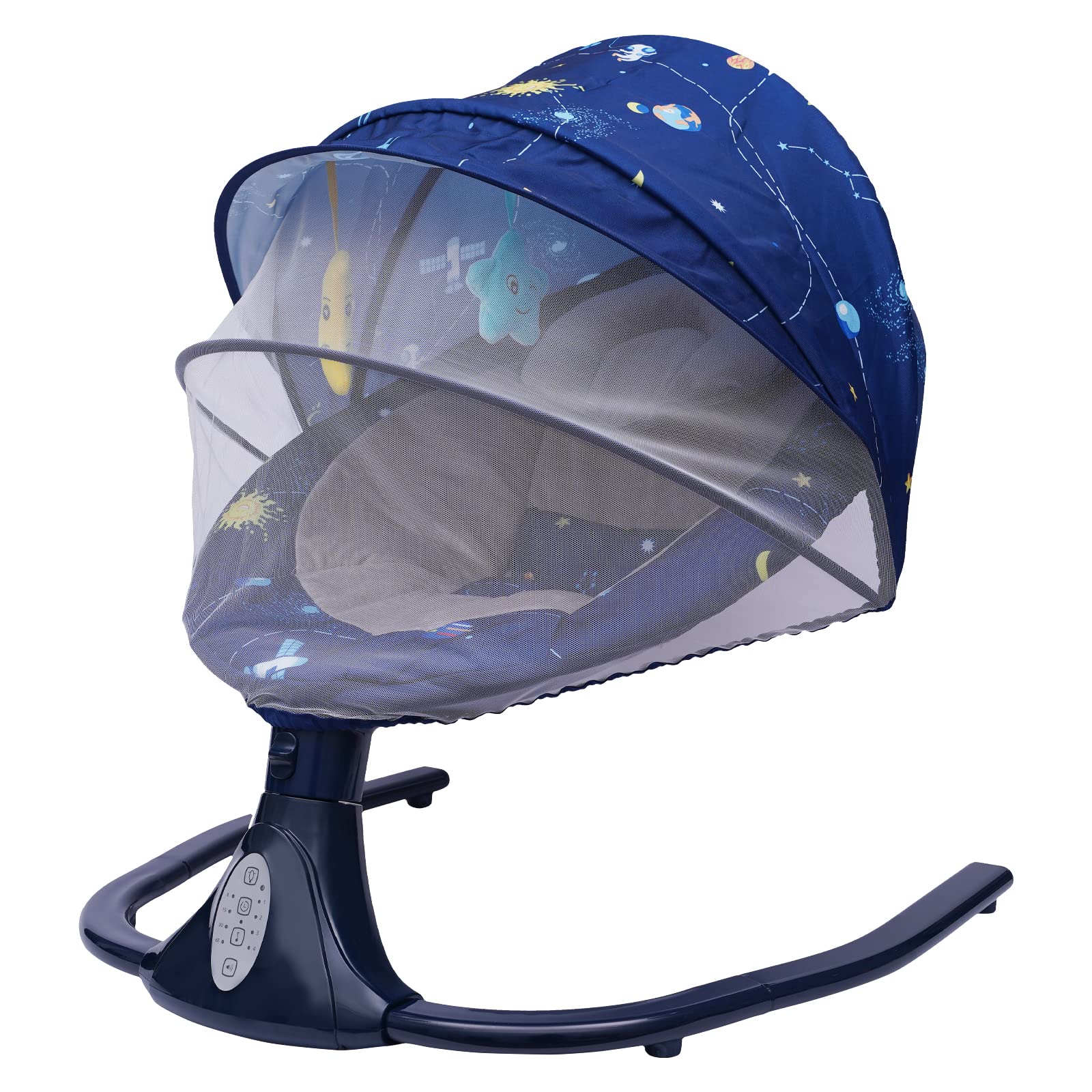 Electric Baby Swing for Infants & Newborns - Remote Control, 4 Speed Settings, Soothing Music & Speaker - Blue Starry Style Baby Rocker & Bouncer - Perfect for Nursery, Bedroom & Travel