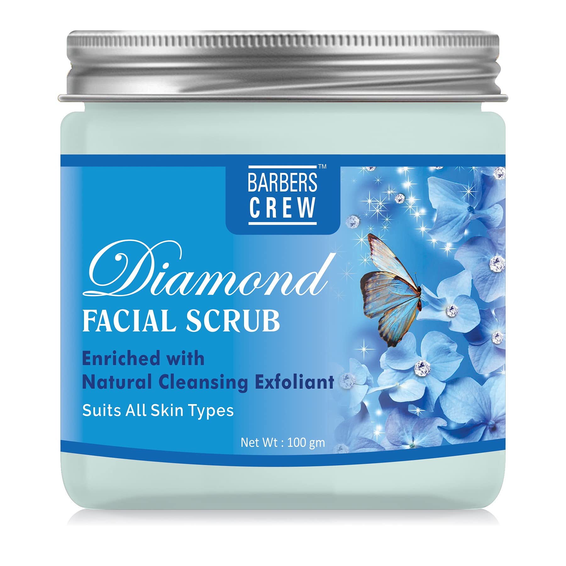 Diamond Face Scrub for Men - Dead Skin Remover & Gentle Exfoliator - 100g Smoothing Facial Cleanser for Barbers & Home Use - Perfect for Daily Skincare Routine & Pre-Shave Prep