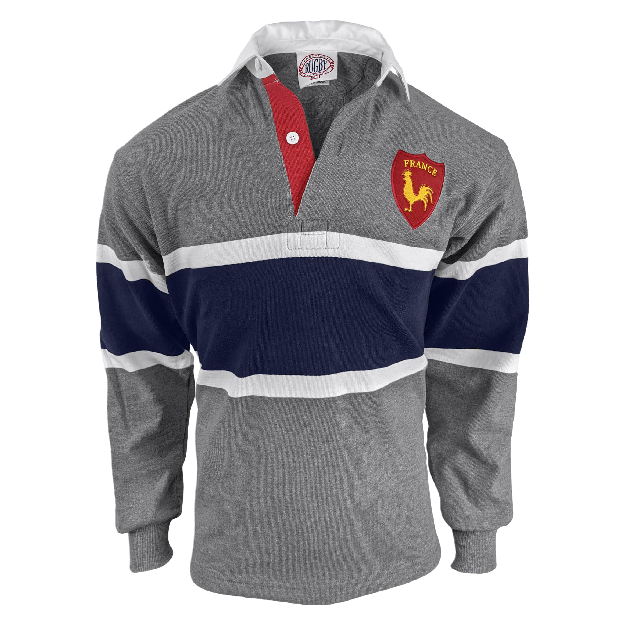 Premium France Oxford Stripe Rugby Jersey - Men's Vintage Sportswear for Rugby, Casual Wear & Fan Outfits | Breathable Cotton Blend for Game Day & Everyday Style