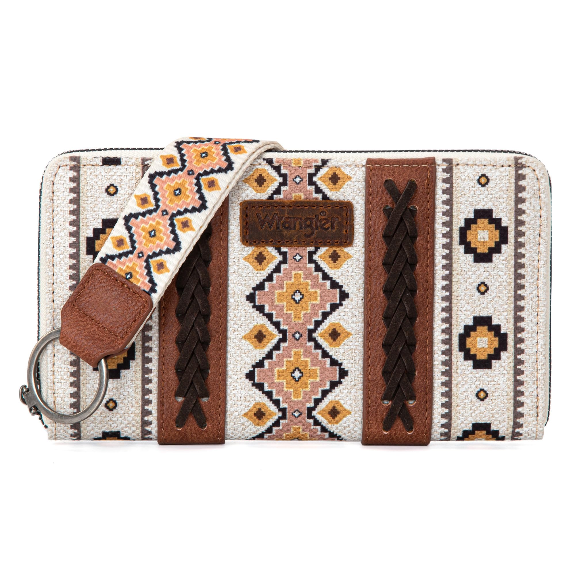 Montana West × Wrangler Western Wristlet Wallet for Women - Boho Aztec Design Credit Card Holder | Perfect for Everyday Use, Travel & Country Music Festivals