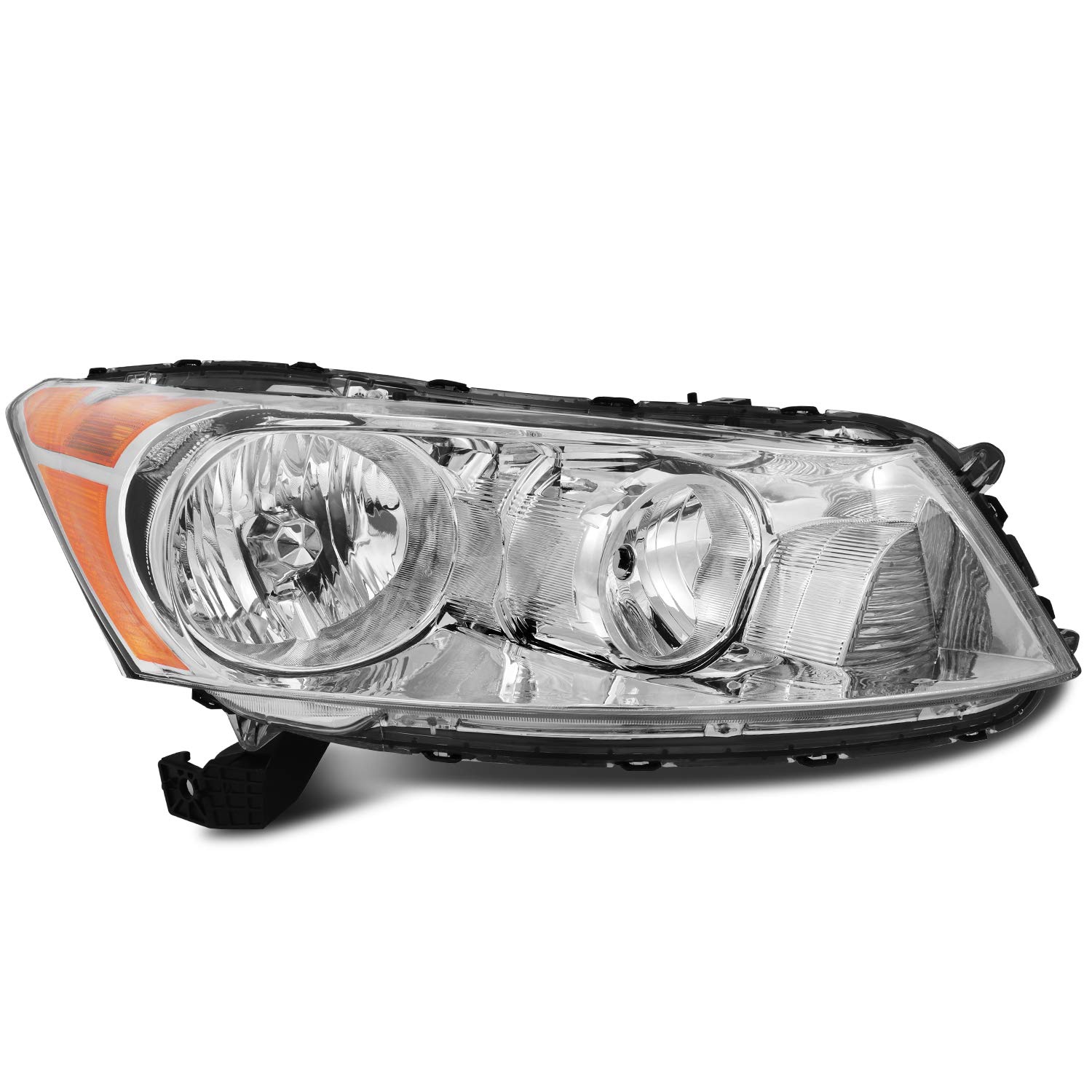 TUPARTS Chrome Housing Amber Reflector Clear Lens Headlight Pair for 2008-2012 Honda Accord - Replacement Headlight Assembly for Improved Night Driving & Enhanced Style