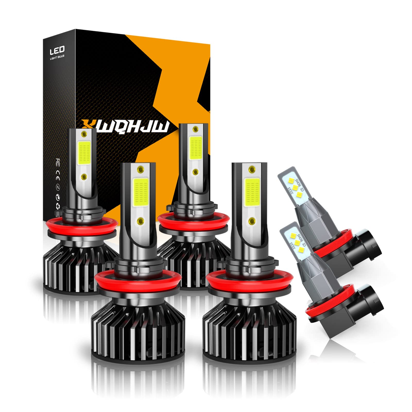 XWQHJW H9 H11 LED Headlight Bulbs - 14000LM 6500K Cool White High/Low Beam & Fog Light Combo Kit - Plug & Play Mini Size - Compatible with 2016-2018 Toyota Tacoma (Pack of 6) - Perfect for Night Driving, Off-Roading & Foggy Conditions