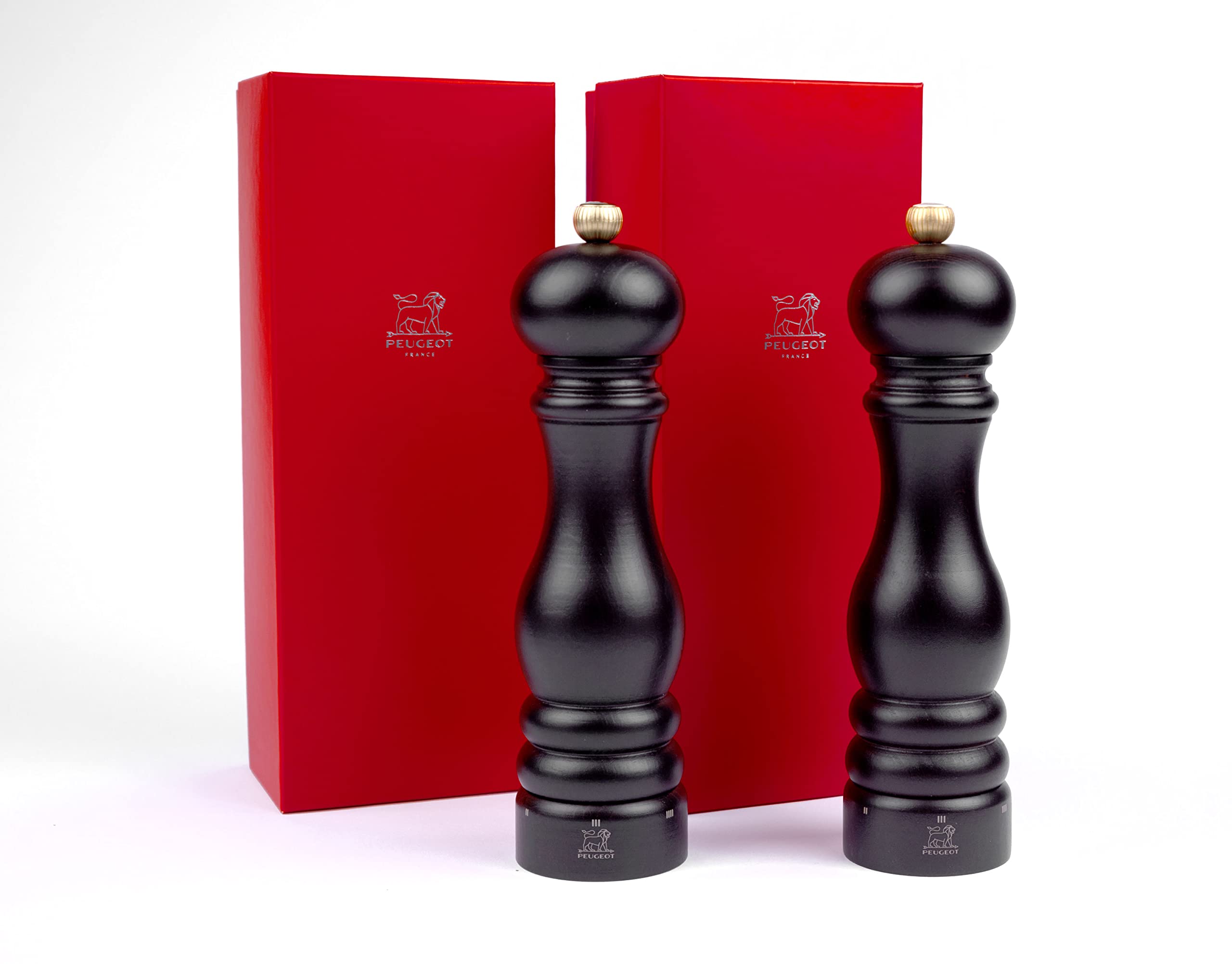 Premium Peugeot Paris U'Select 9-Inch Adjustable Salt and Pepper Grinder Set - Chocolate Finish with Gift Box - Perfect for Gourmet Cooking, Kitchen Upgrade & Housewarming Gifts