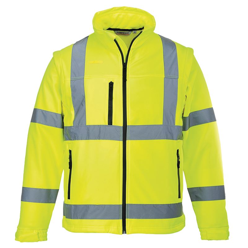Portwest PW092 High Visibility Softshell Jacket - Reflective Safety Workwear for Construction, Cycling & Outdoor Activities