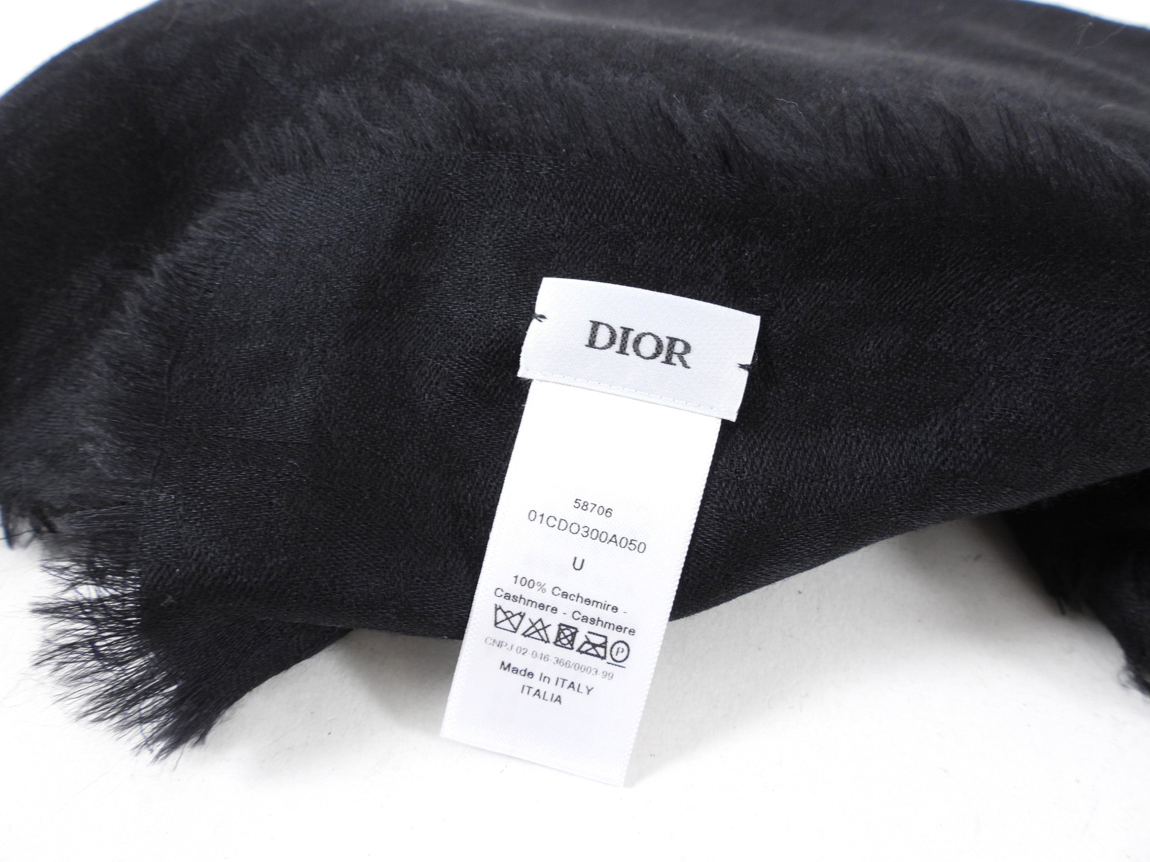 Dior 100% Cashmere Black Oblique Jacquard Shawl Scarf - Luxury Warm Winter Wrap for Women, Perfect for Gifts, Parties & Cold Weather Fashion