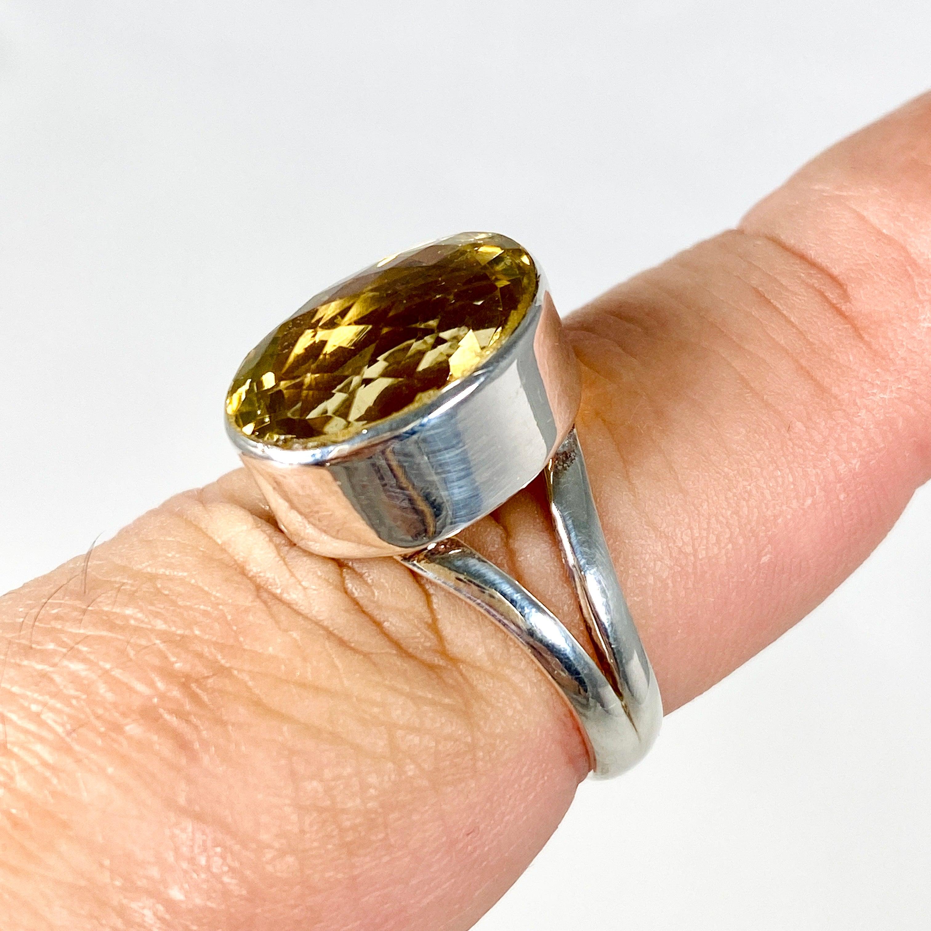 Lemon Quartz Oval Faceted Ring - Size 9 - KRGJ2350 - Elegant Jewelry for Women, Perfect for Weddings, Parties & Everyday Wear