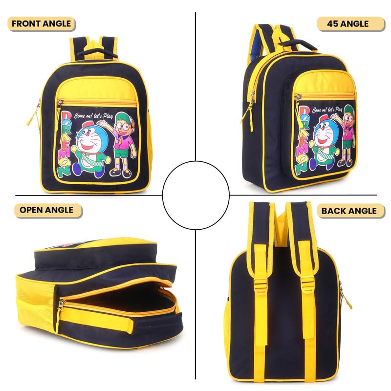 Doraemon Cartoon Kids Backpack 25L - Lightweight Waterproof School Bag with Adjustable Straps & 2 Compartments for Boys and Girls | Perfect for School, Travel, and Daily Use