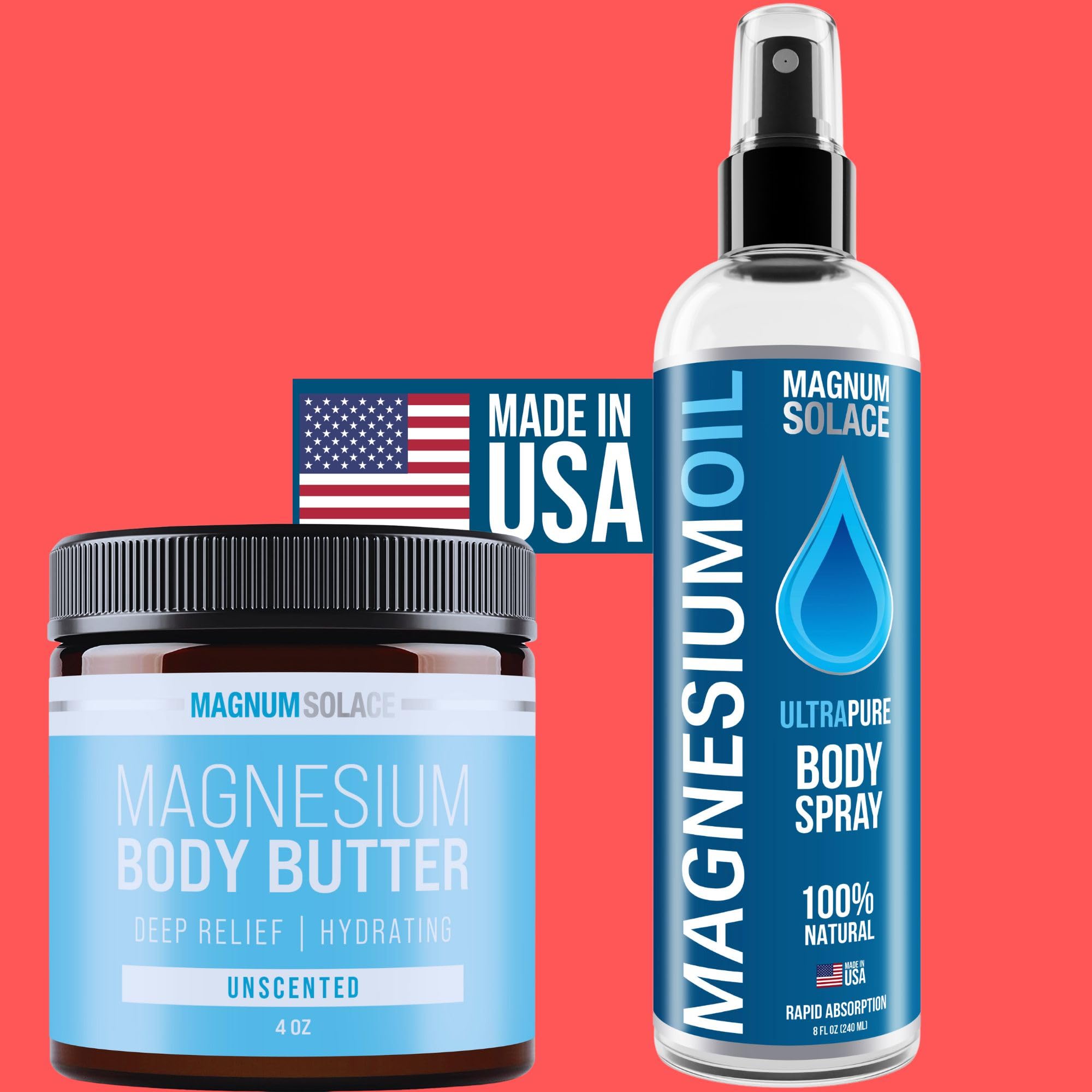 Best Magnesium Spray & Body Butter Cream for Muscle Relaxation & Sleep Aid - Natural Pain Relief & Skin Hydration - Perfect for Athletes, Stress Relief & Nighttime Relaxation