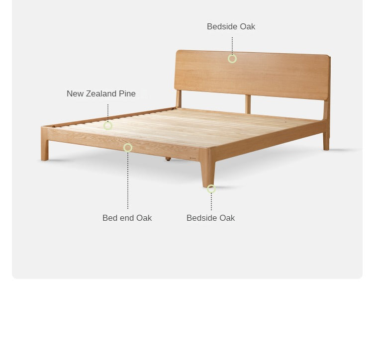 Solid Oak Wood High Headboard Bed - Queen Size, Rustic Farmhouse Style for Bedroom Decor - Perfect for Master Bedrooms, Guest Rooms & Cozy Retreats