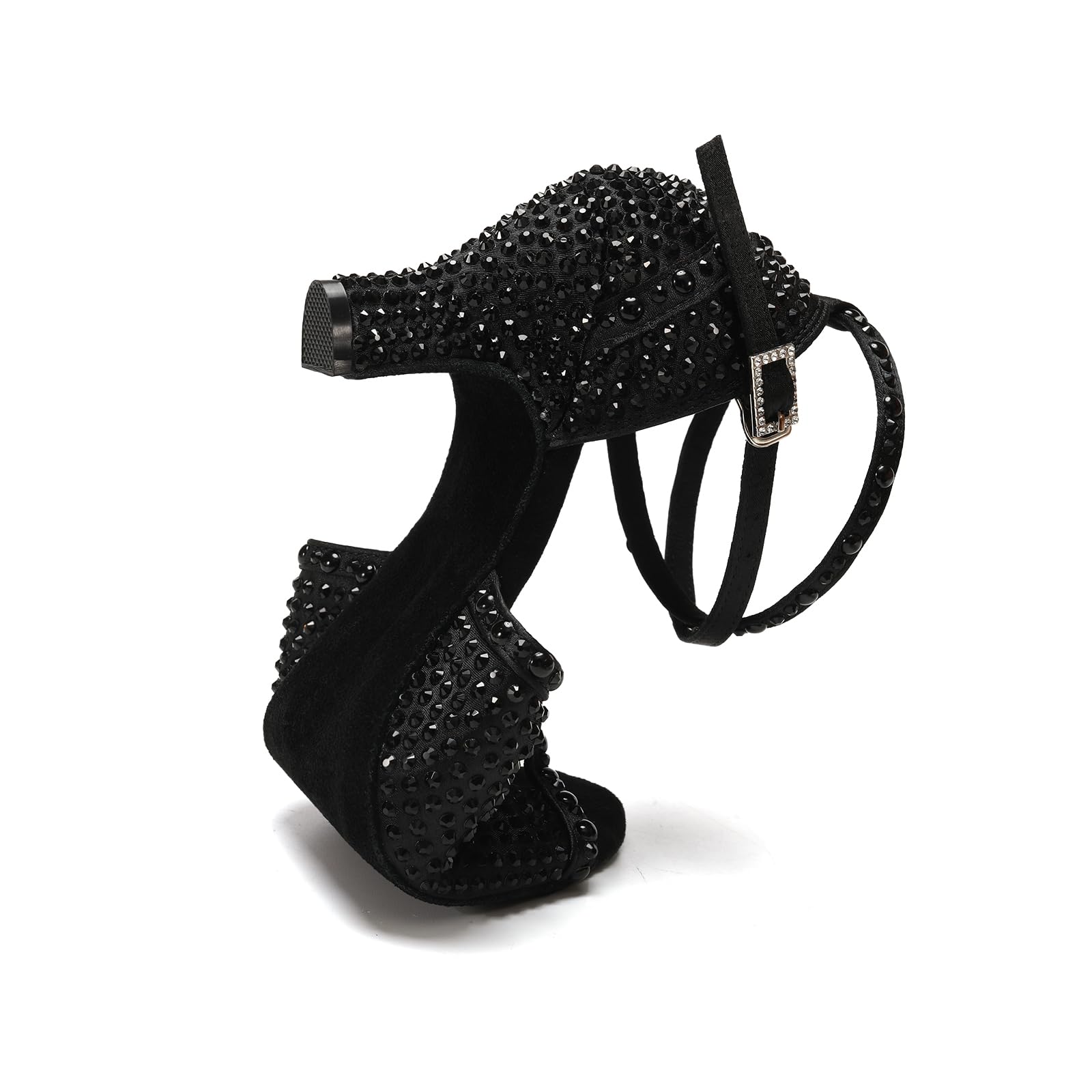 Professional Women's Latin Dance Shoes with Rhinestones - Satin Ballroom Salsa Dancing Shoes for Women - Perfect for Performances, Competitions & Social Dancing
