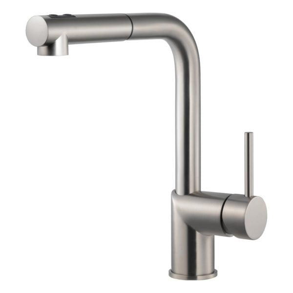 Hamat GAPO 2000 BN Brushed Nickel Dual Function Pull Out Kitchen Faucet - High Arc Spray and Stream for Washing Dishes & Filling Pots (Modern Farmhouse or Contemporary Kitchen)