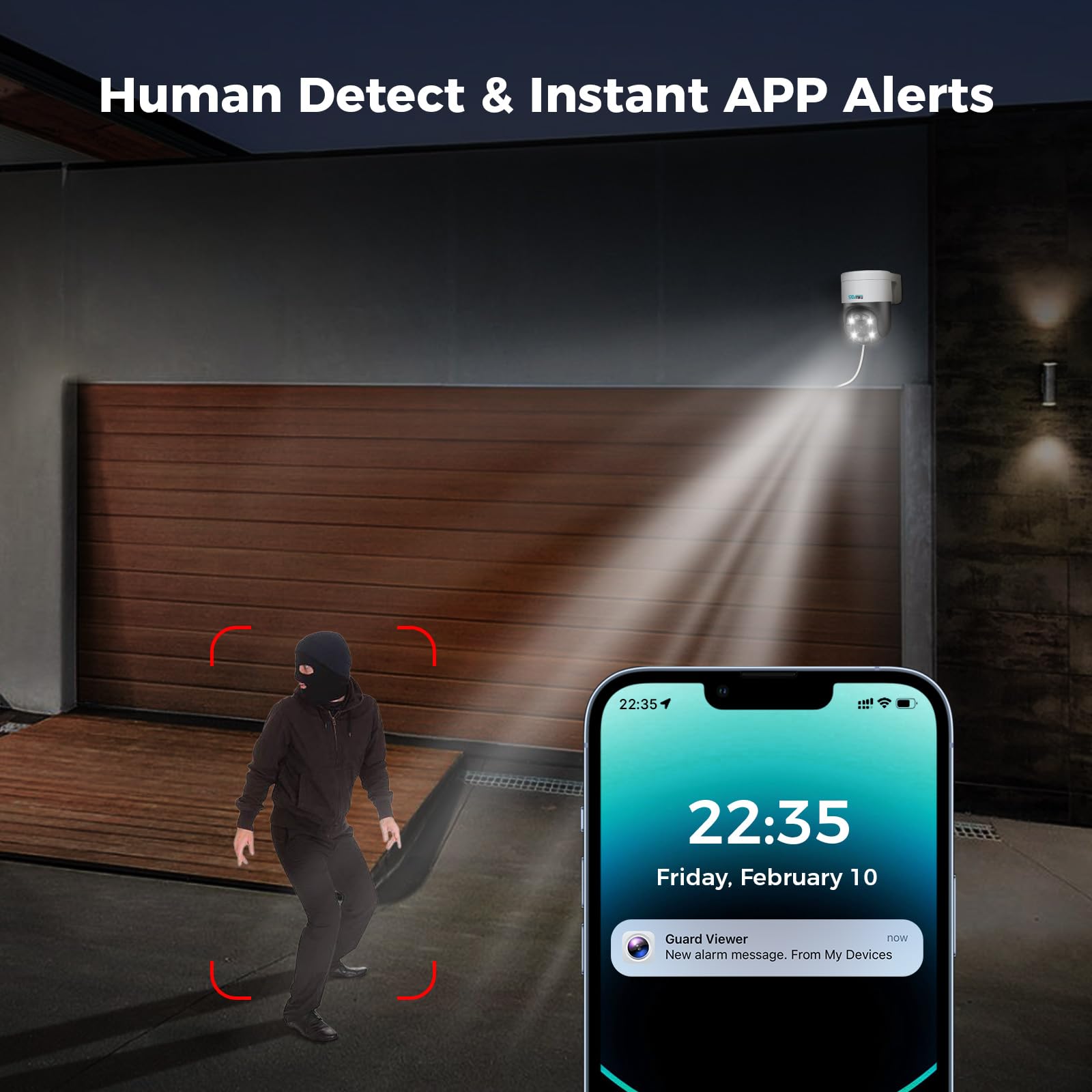 SOVMIKU 4K POE Security Camera System with 5MP PTZ Cameras, Human Detection, Auto Tracking, 300° Pan & 90° Tilt, 3TB HDD NVR, 2-Way Audio, IP66 Weatherproof - Ideal for Home & Business Surveillance, Indoor/Outdoor Security Monitoring