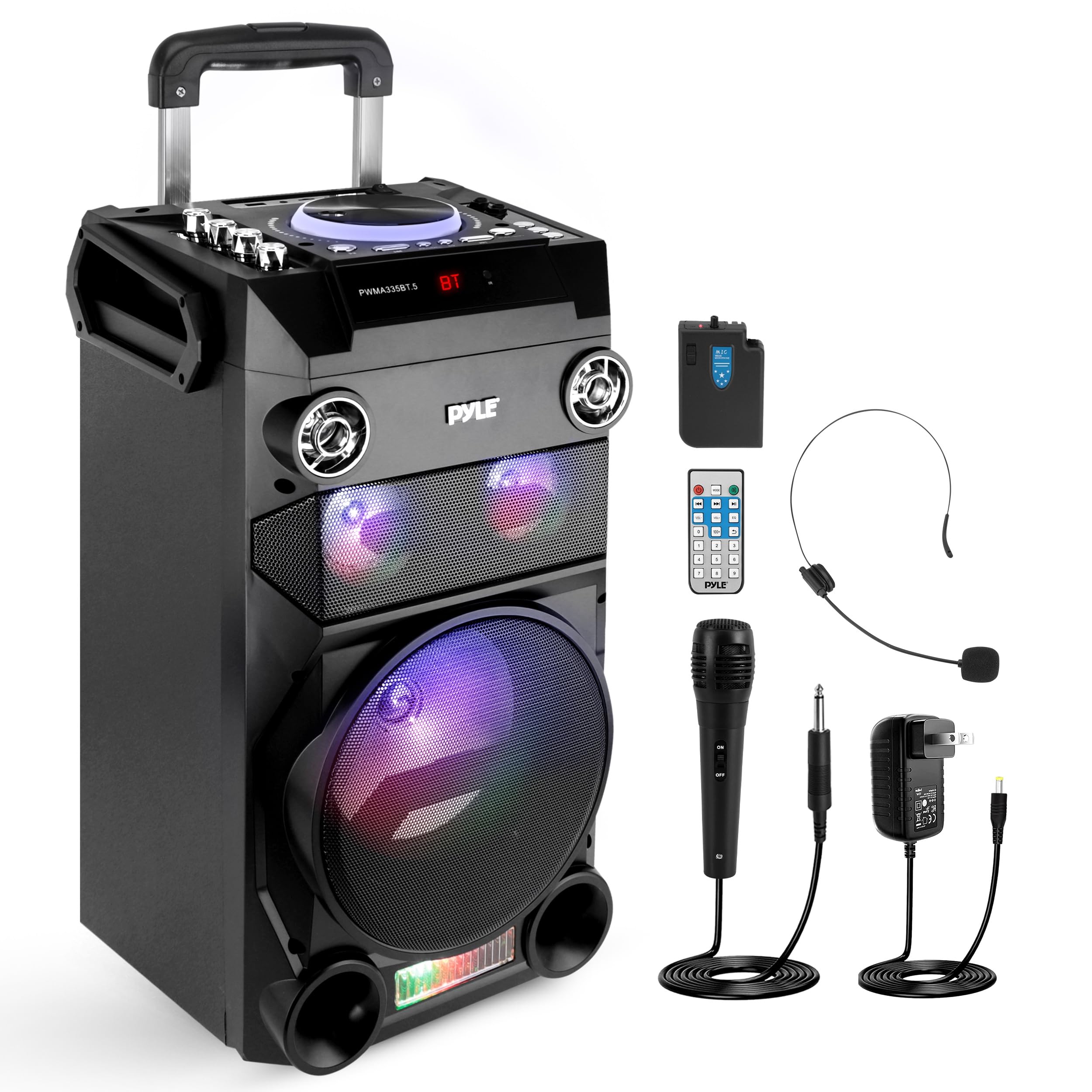 Pyle Portable Wireless Bluetooth Karaoke Speaker System with 8