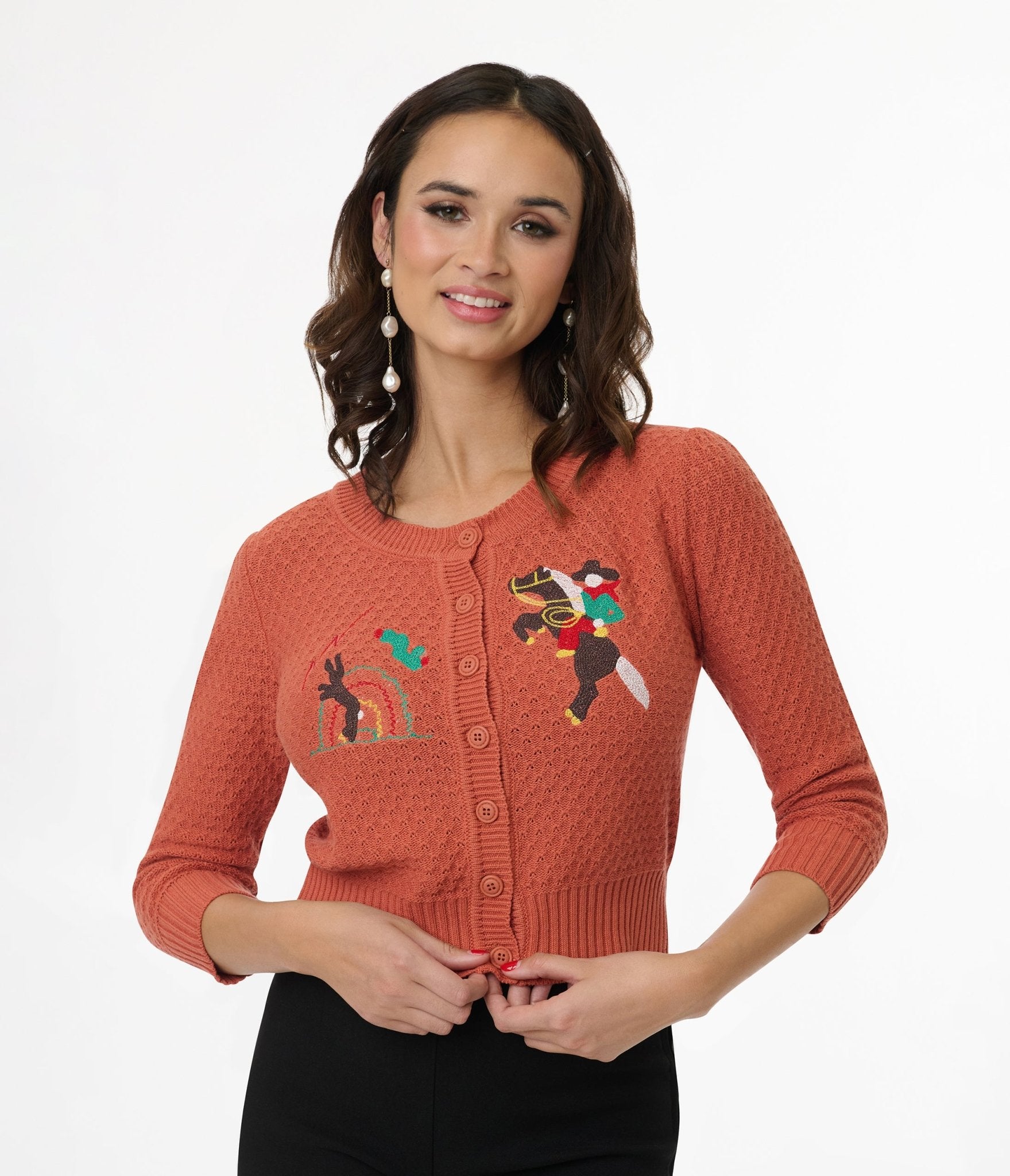 Mischief Made Dusty Orange Cropped Cardigan for Women | Western Style Fall Fashion | Perfect for Layering, Casual Outfits & Boho Chic Looks