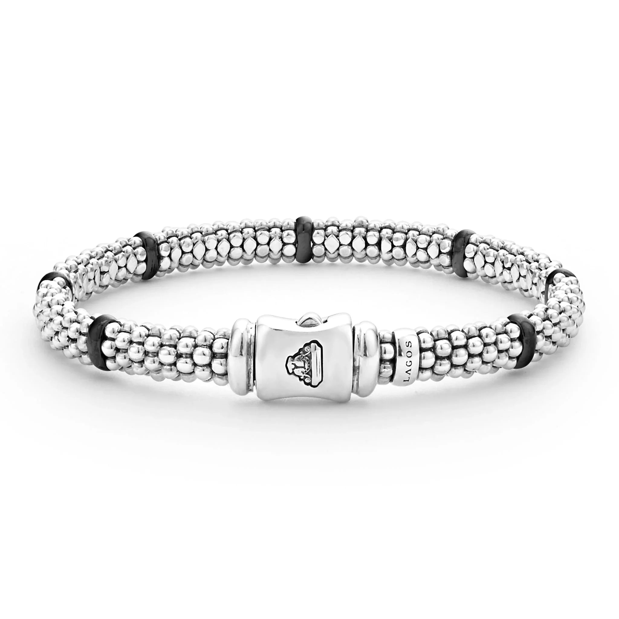 Elegant 6mm Ceramic Station Caviar Bracelet for Women - Perfect for Parties, Weddings & Everyday Wear