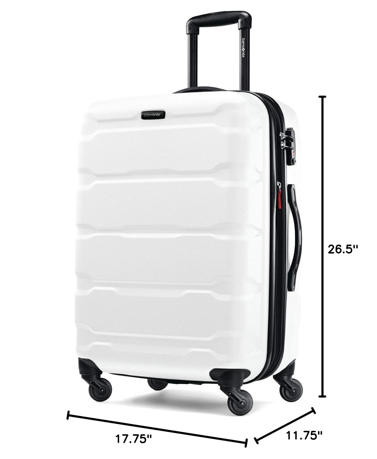 Samsonite Omni PC Hardside Expandable Luggage with 360° Spinner Wheels, 24-Inch Checked-Medium Suitcase, White - Perfect for Business Travel & Family Vacations