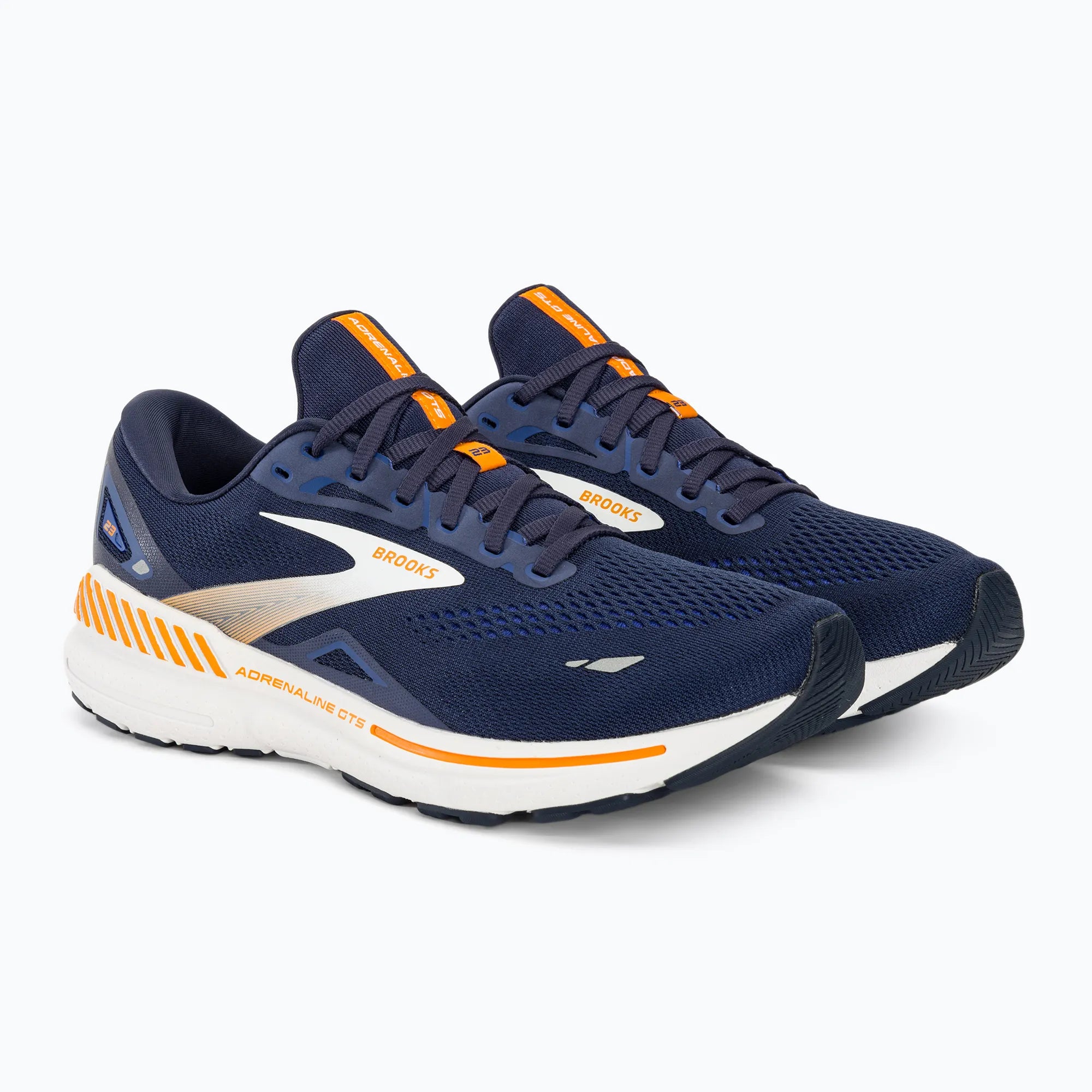 Brooks Men's Adrenaline GTS 23 Running Shoes - 1D486 Peacoat/Ultramarina/Orange - Cushioned Support for Road Running, Jogging & Gym Workouts