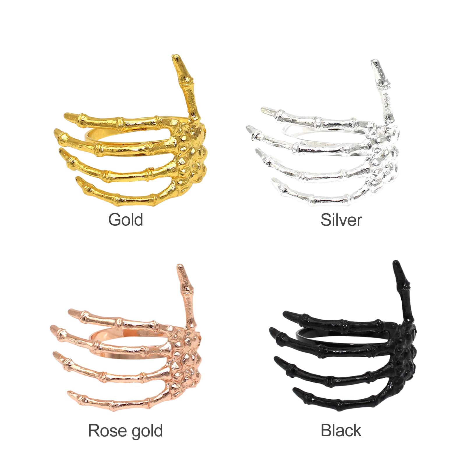 BestAlice Halloween Skull Napkin Rings Set of 12 - Gold Skeleton Hand Napkin Holders for Spooky Table Decor, Halloween Party Supplies & Haunted House Dining Accessories | Perfect for Halloween Dinner Parties, Themed Events & Gothic Home Decor