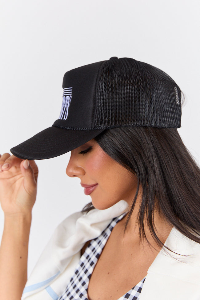 Go Sports Black Trucker Hat - Adjustable Snapback Cap for Men & Women - Perfect for Outdoor Activities, Sports, and Casual Wear
